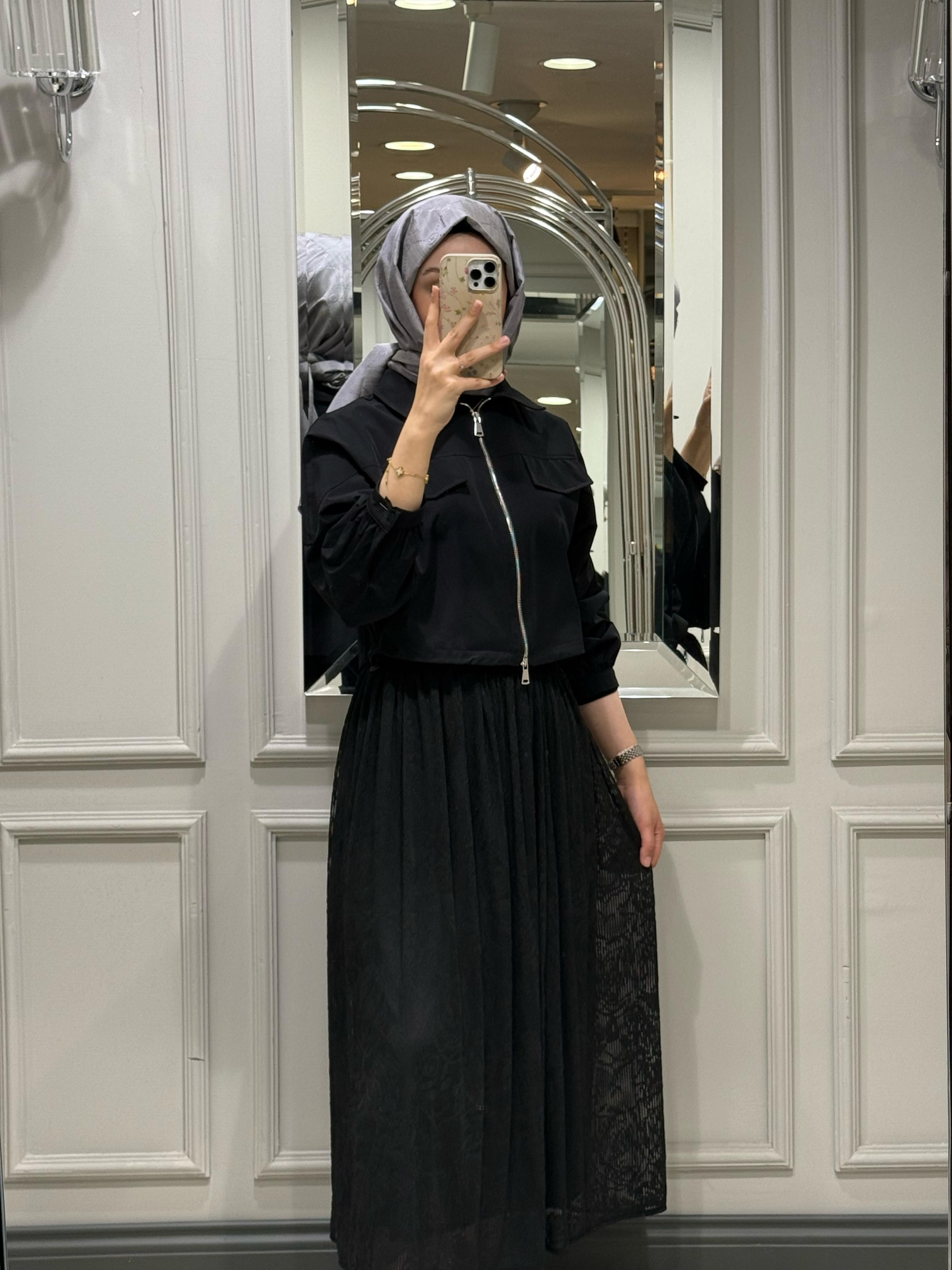 ON FASHION FERMUARLI CEPLİ MONT - SİYAH