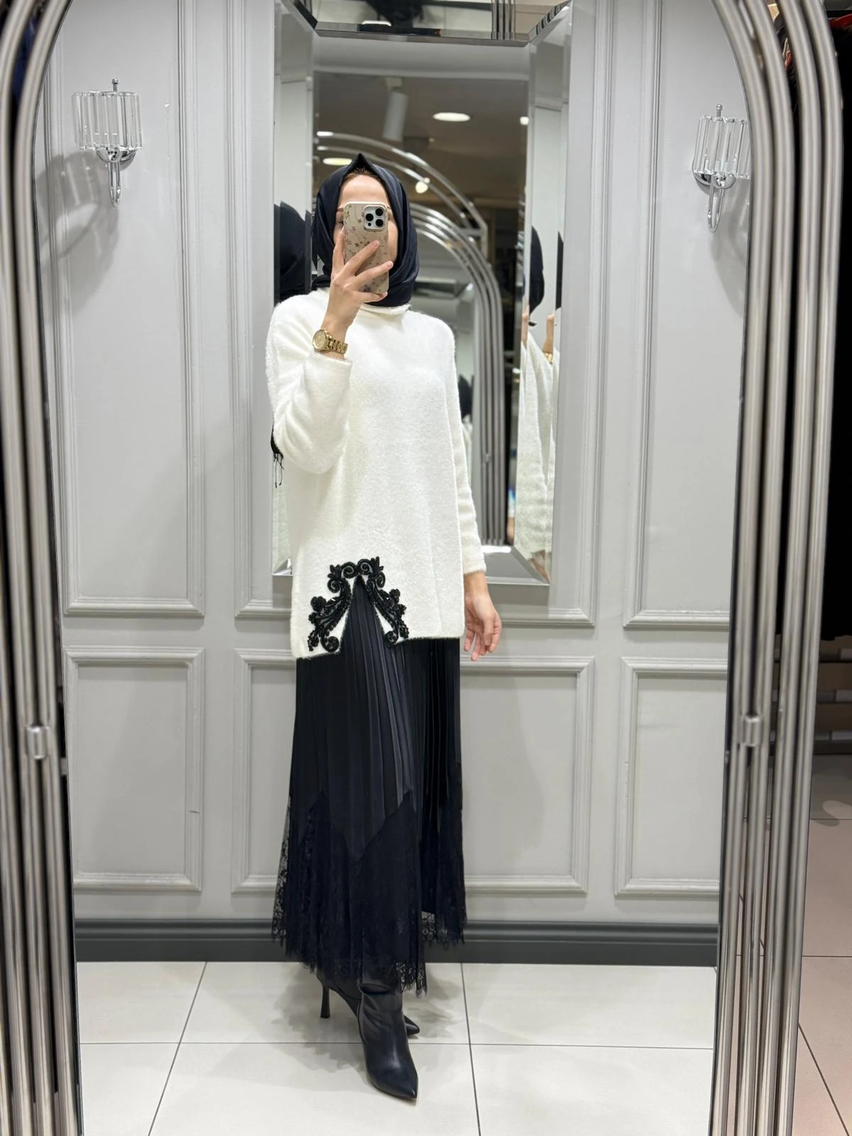 VENÖVE PERA TRİKO TUNİK - BEYAZ