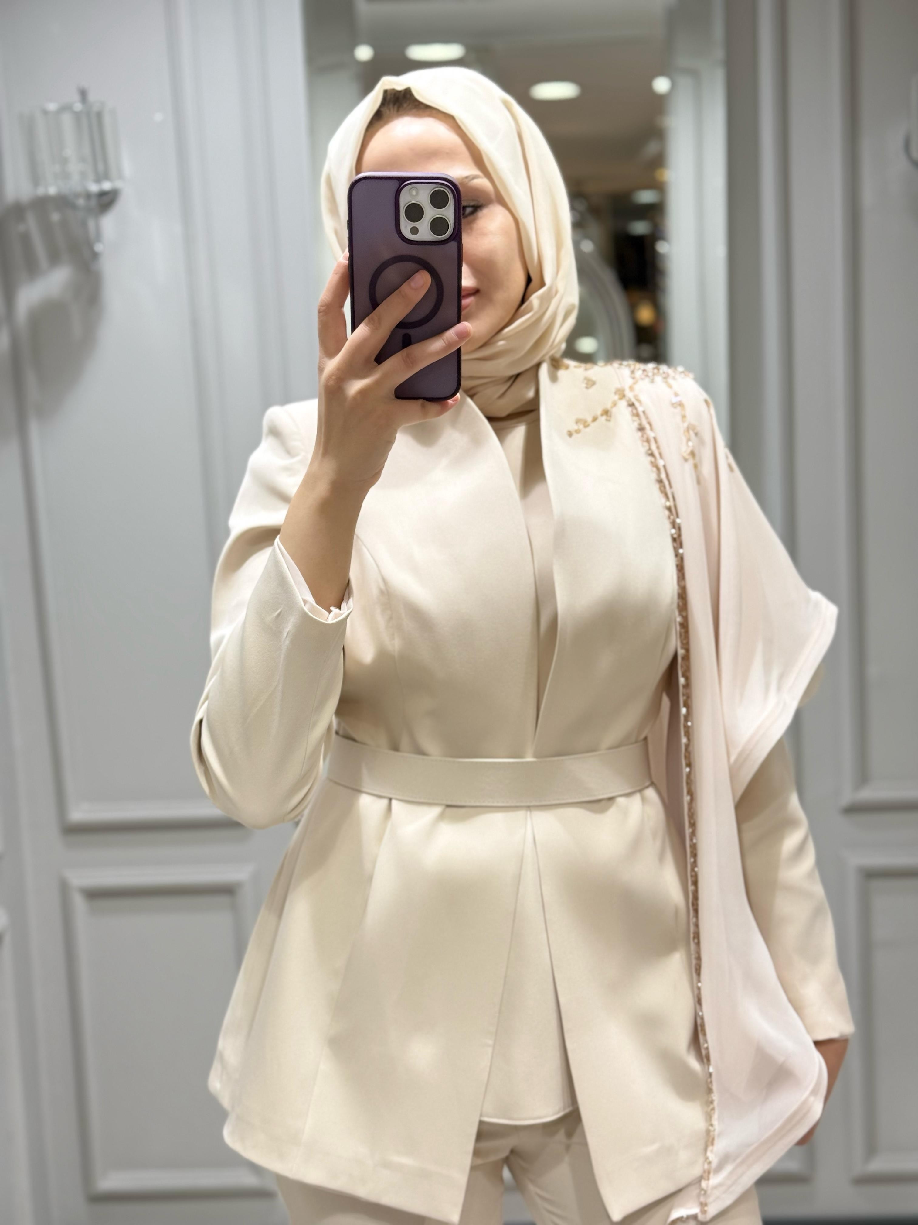 WHITE CORNER CEKET PANT ABİYE TAKIM