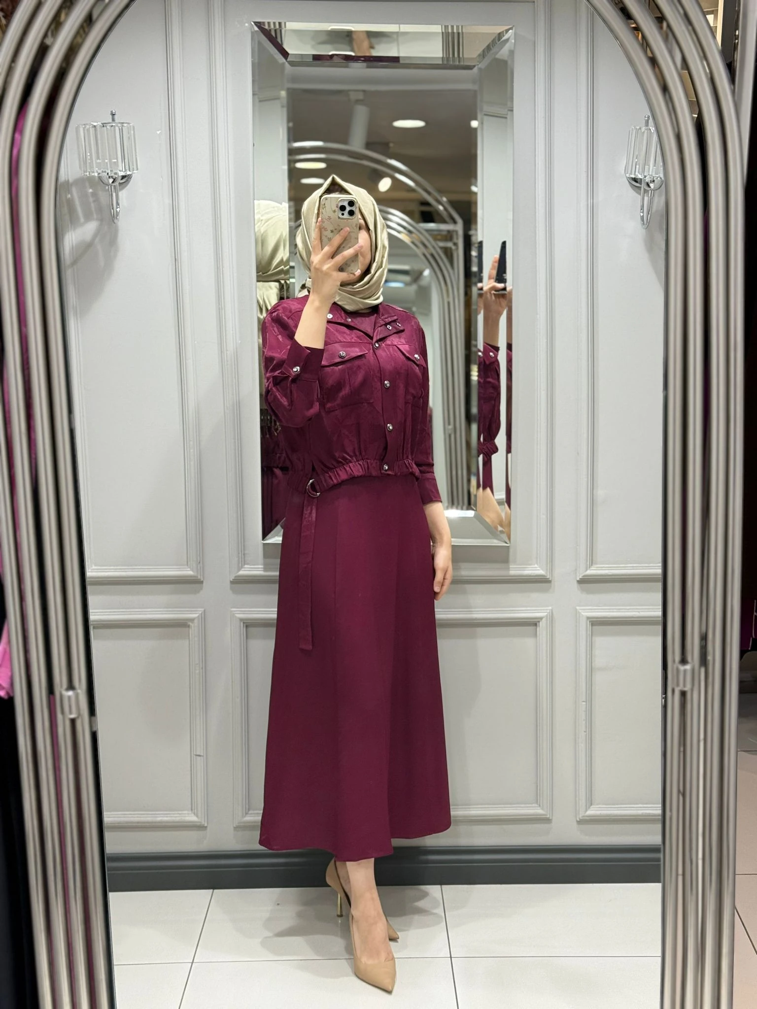 MY312ÇIT ÇIT DETAYLI ELBİSE - BORDO