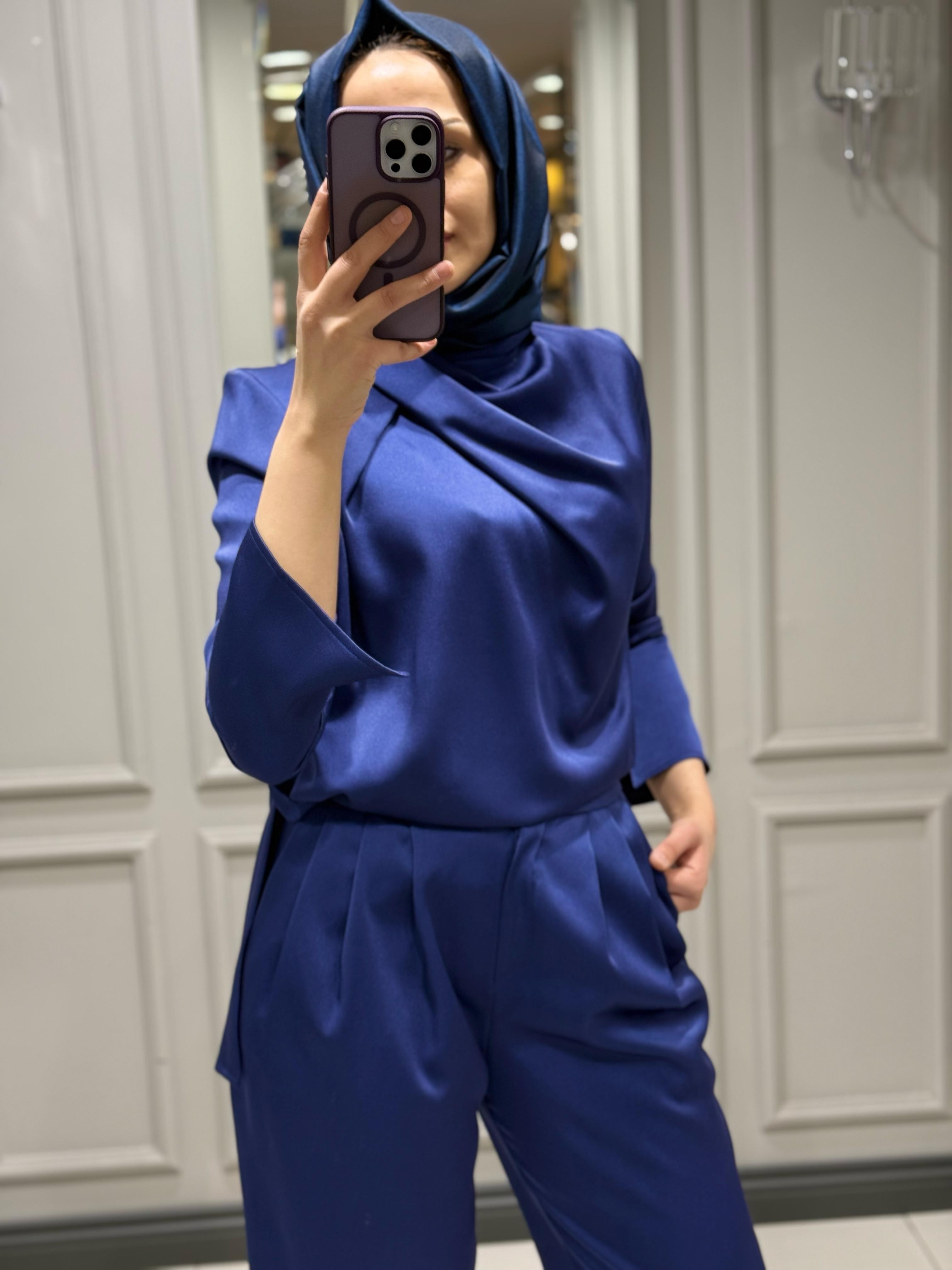 SENNA CRİSTALLE BLUZ PANTOLON TAKIM LACİVERT