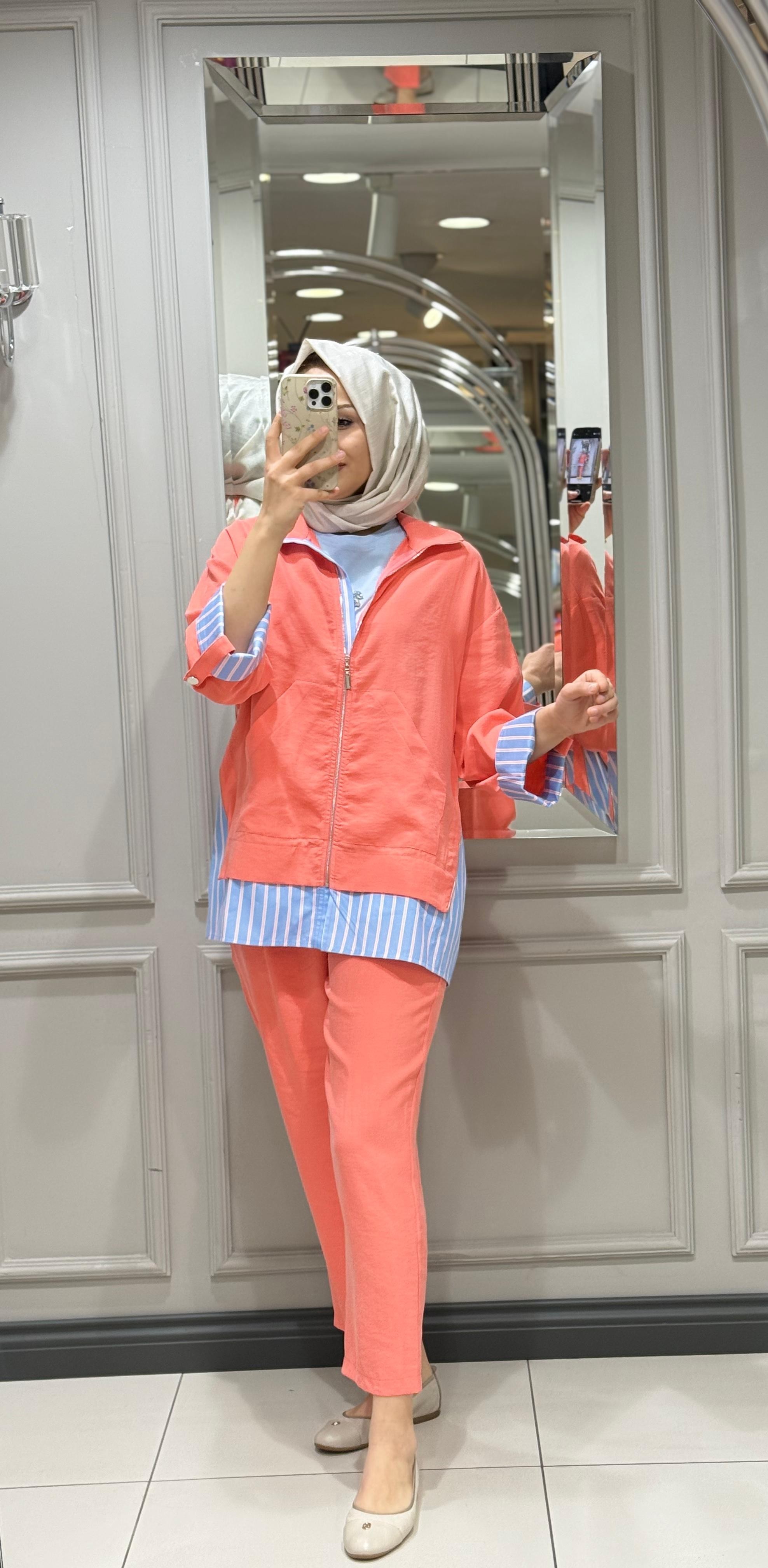 TIĞ TRİKO POPLIN PANT TAKIM - MERCAN