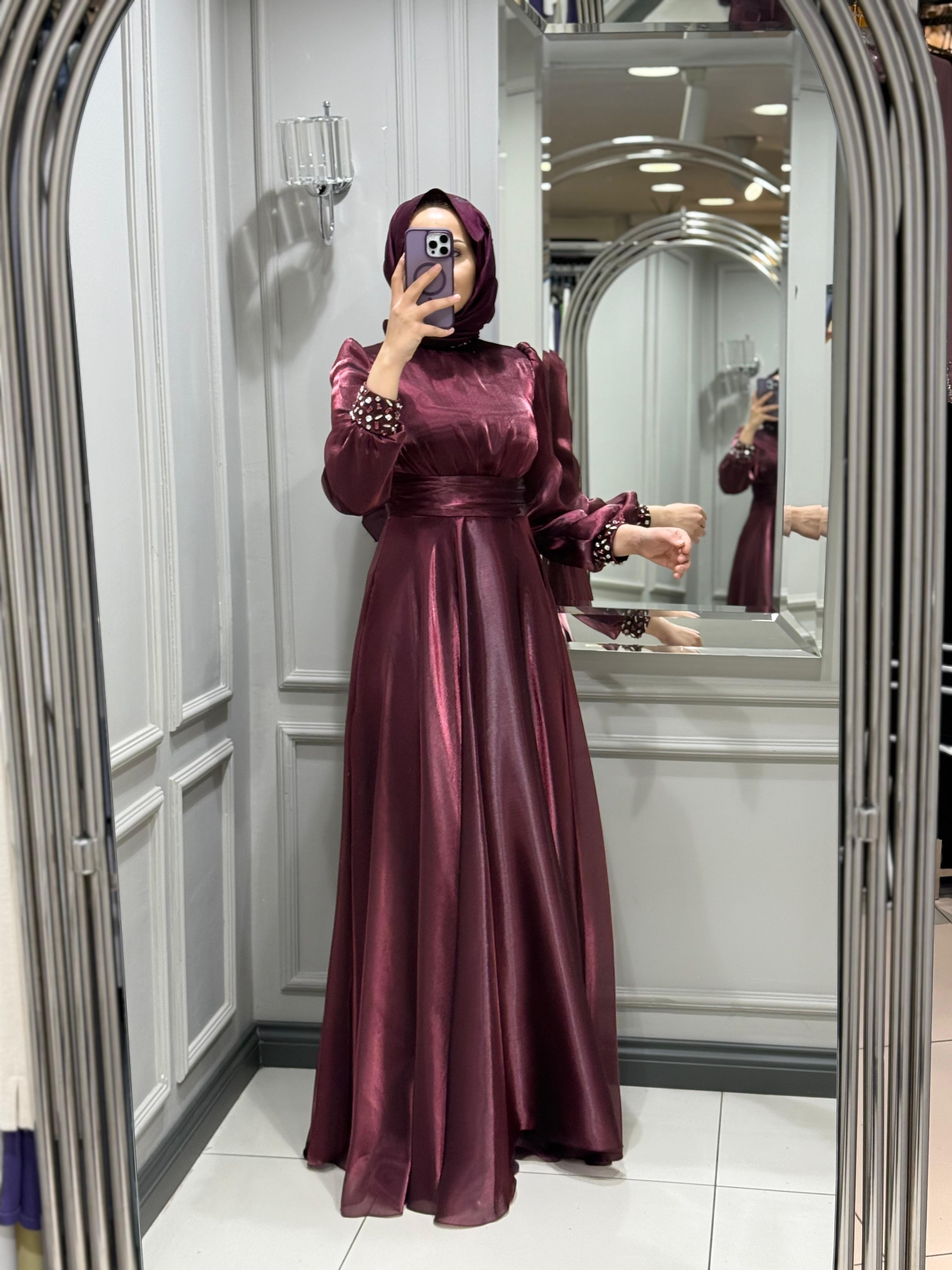 FASHION NIGHT VALENTINO ABİYE ELBİSE - BORDO