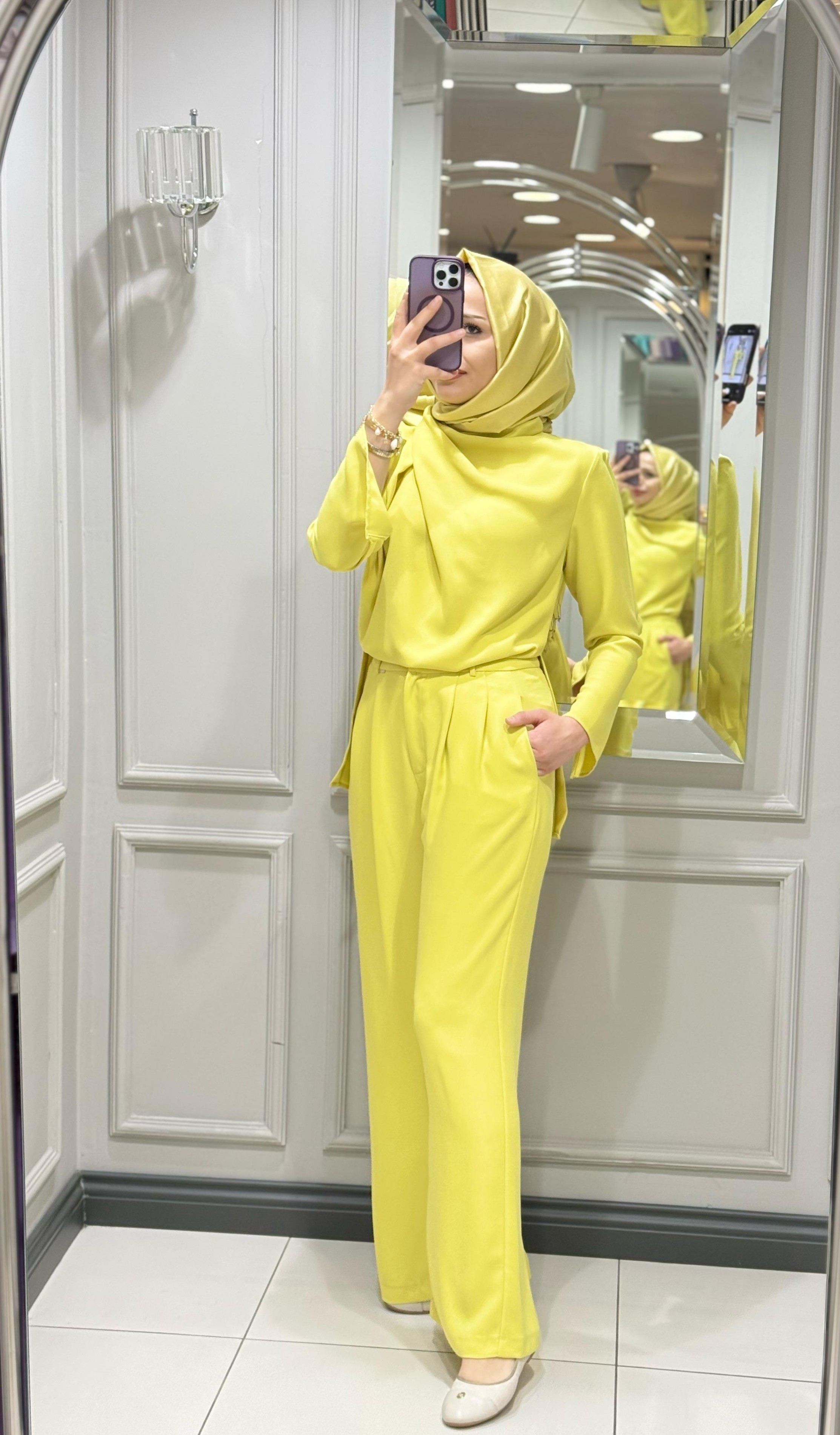 SENNA QUARTZ BLUZ PANTOLON TAKIM MİMOZA