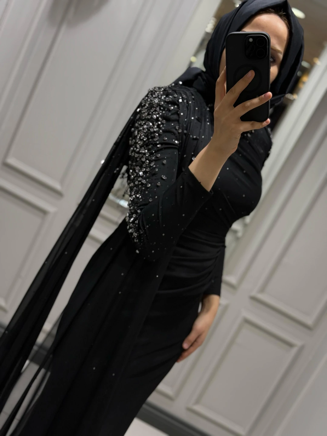 FASHION NIGHT KOLU TAŞLI ELBİSE (ABİYE)