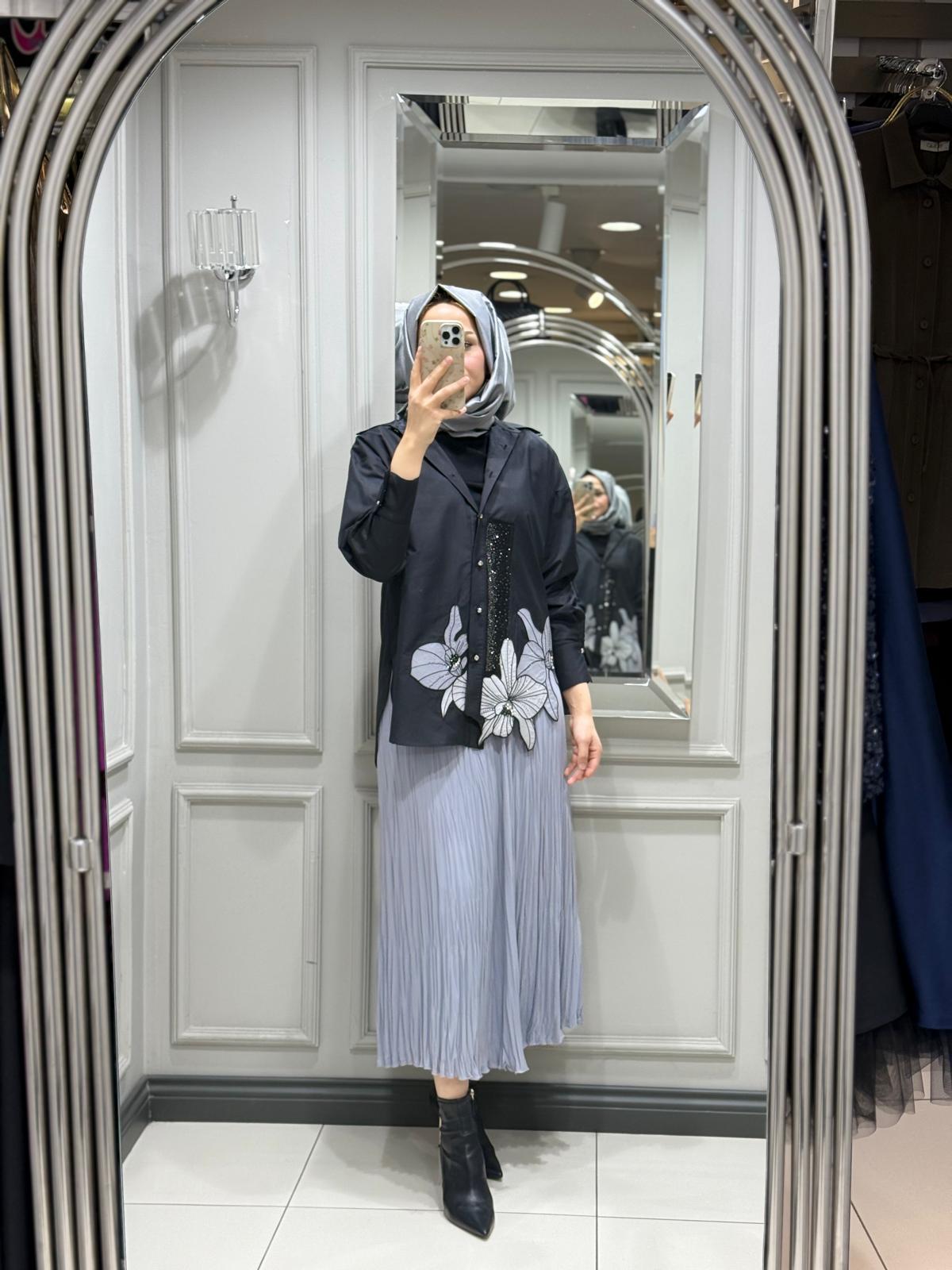 MY 312 NAKIŞLI GÖMLEK - SİYAH