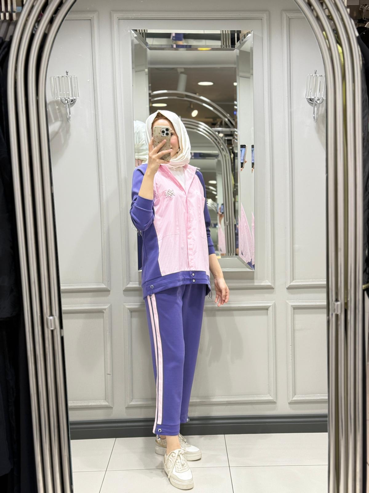 TIĞ TRİKO POPLİN PANTALON TAKIM - MOR
