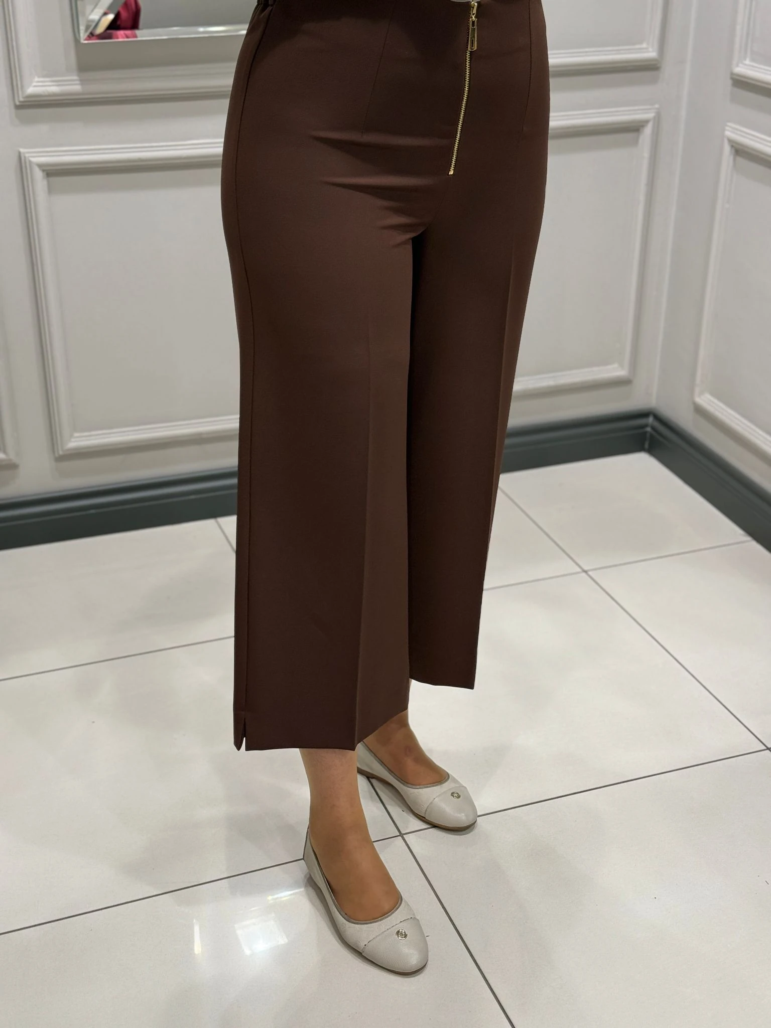 SENTEZ QUEEN GENİŞ PAÇA PANTOLON - KAHVE