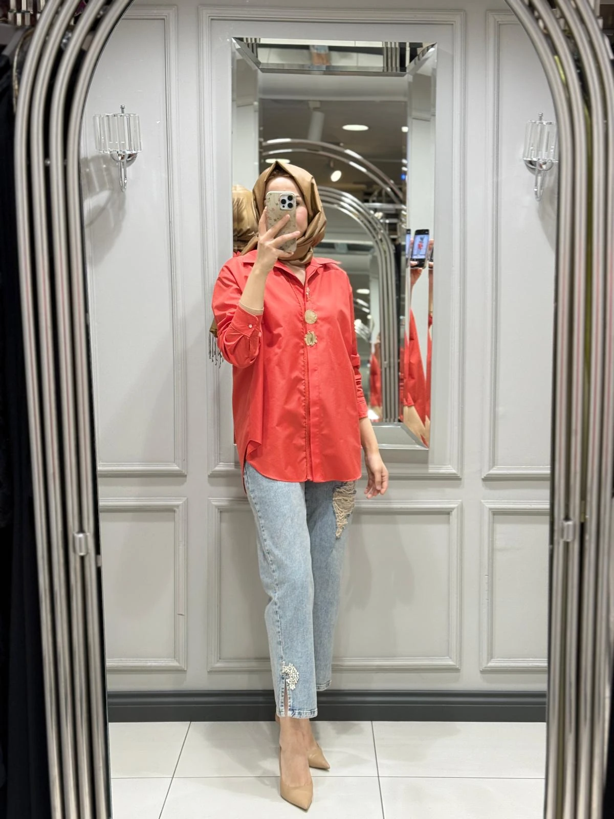 MY312 ÖN AKSESUARLI GÖMLEK - MERCAN