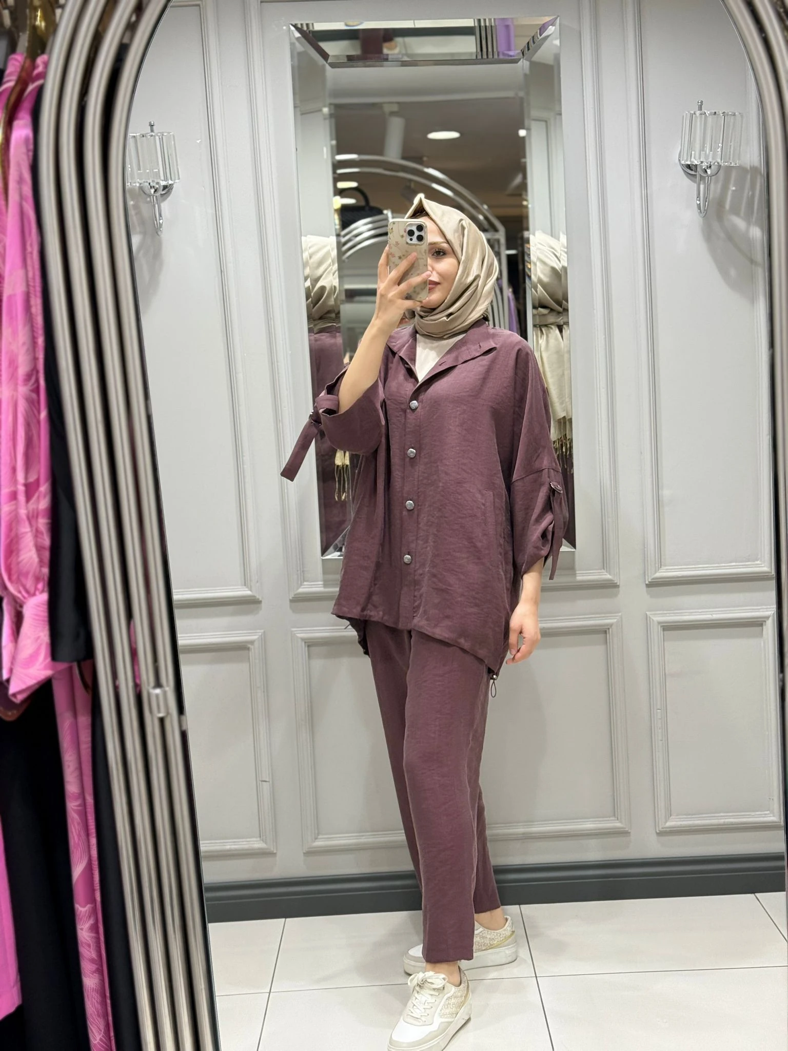 MY312 ÖNÜ DÜĞMELİ TAKIM - KIZIL KAHVE