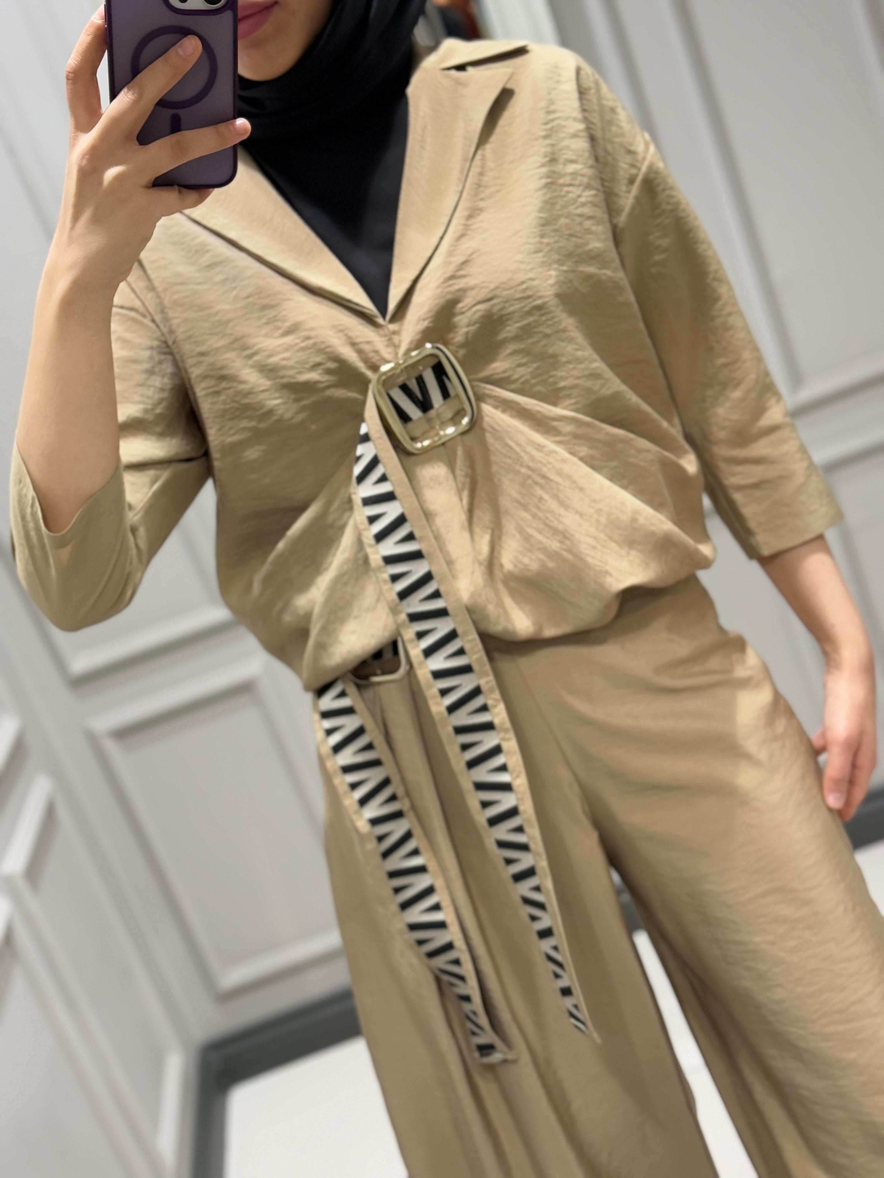 MIARTE BLUZ PANTOLON TAKIM CAMEL