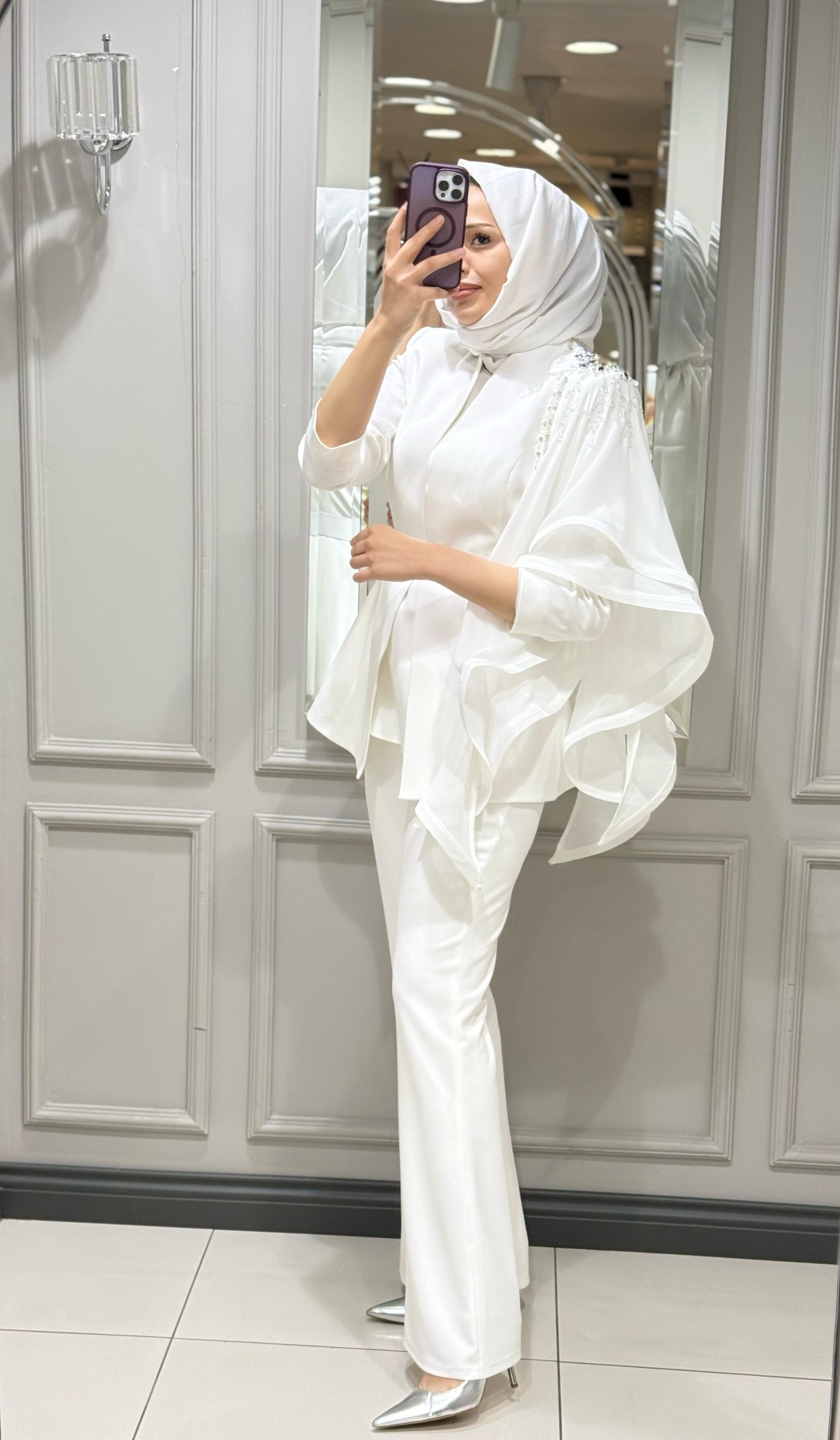 WHITE CORNER CEKET PANT ABİYE TAKIM - EKRU