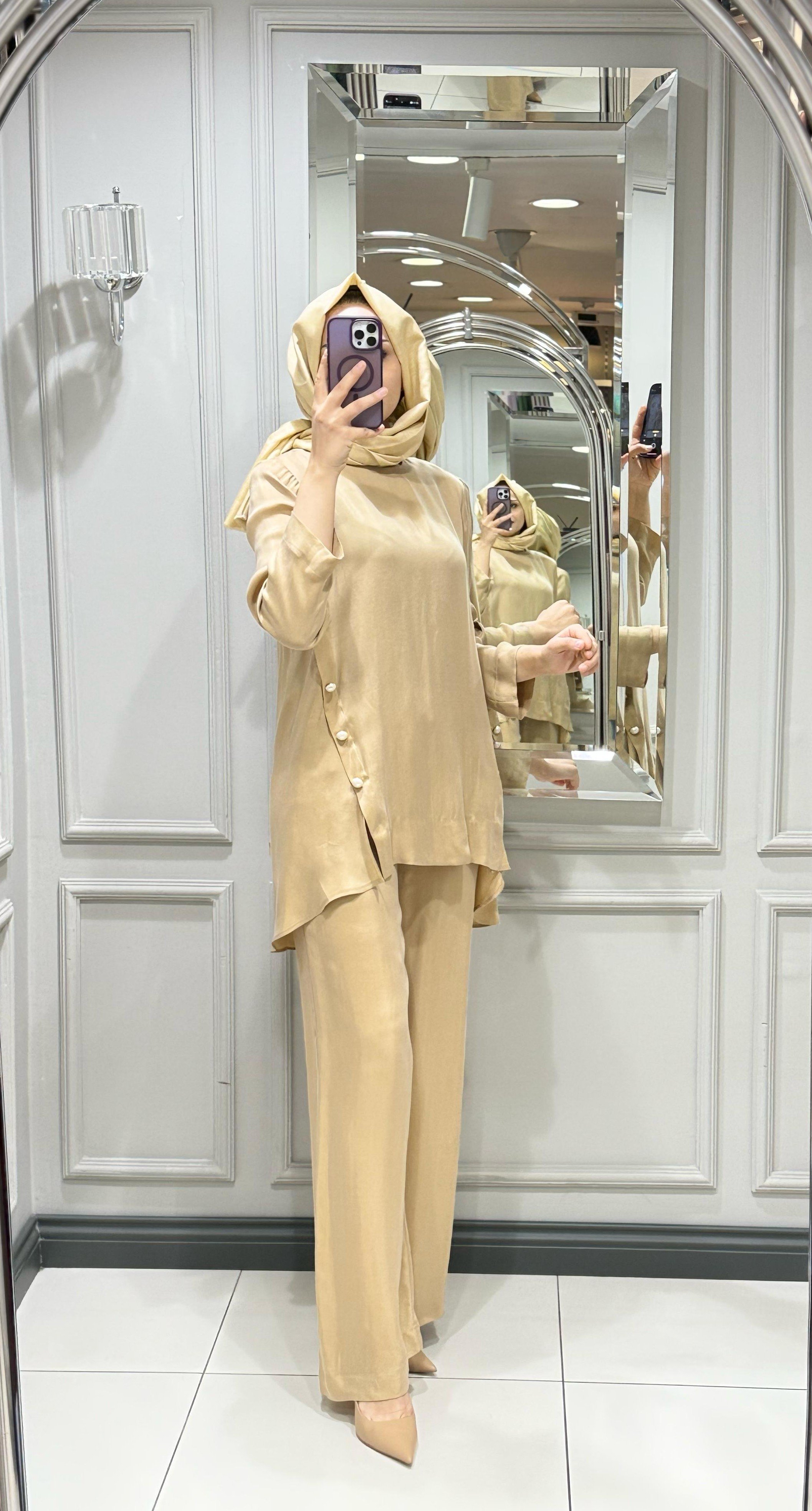 YEŞİM ÖZCAN CARMELA TUNİK PANT TAKIM CAMEL