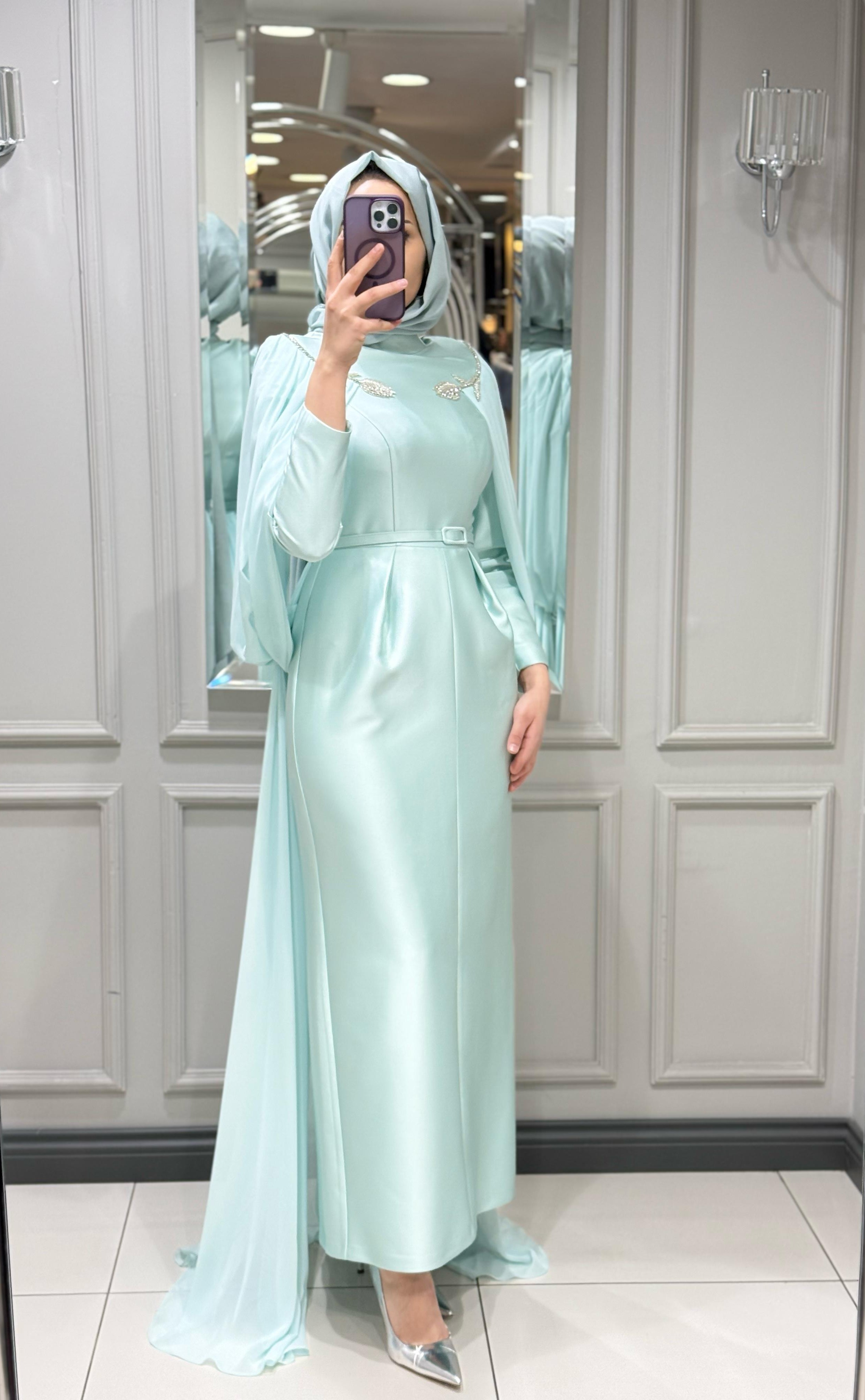 SENNA SHOSAN ABİYE ELBİSE - MINT