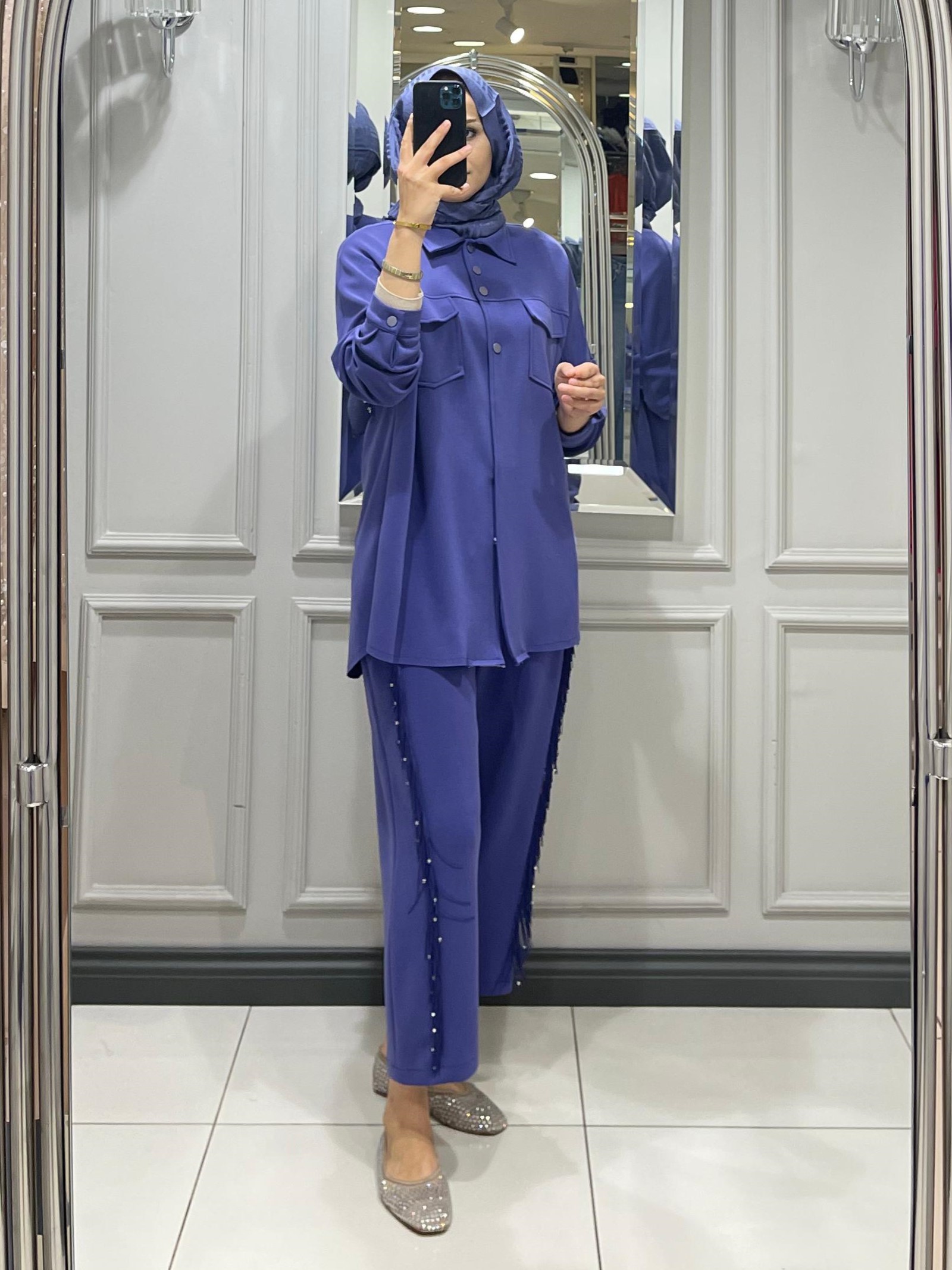 GHISA TUNIK PANT TAKIM - MOR