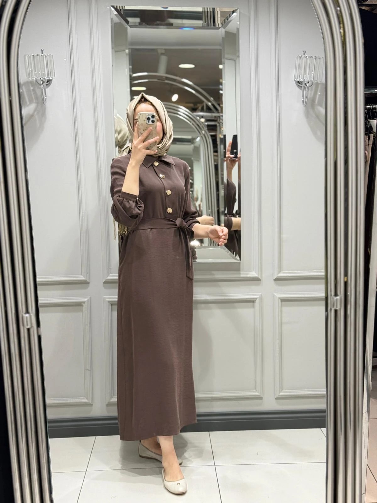 NUSS ELBİSE - KAHVE