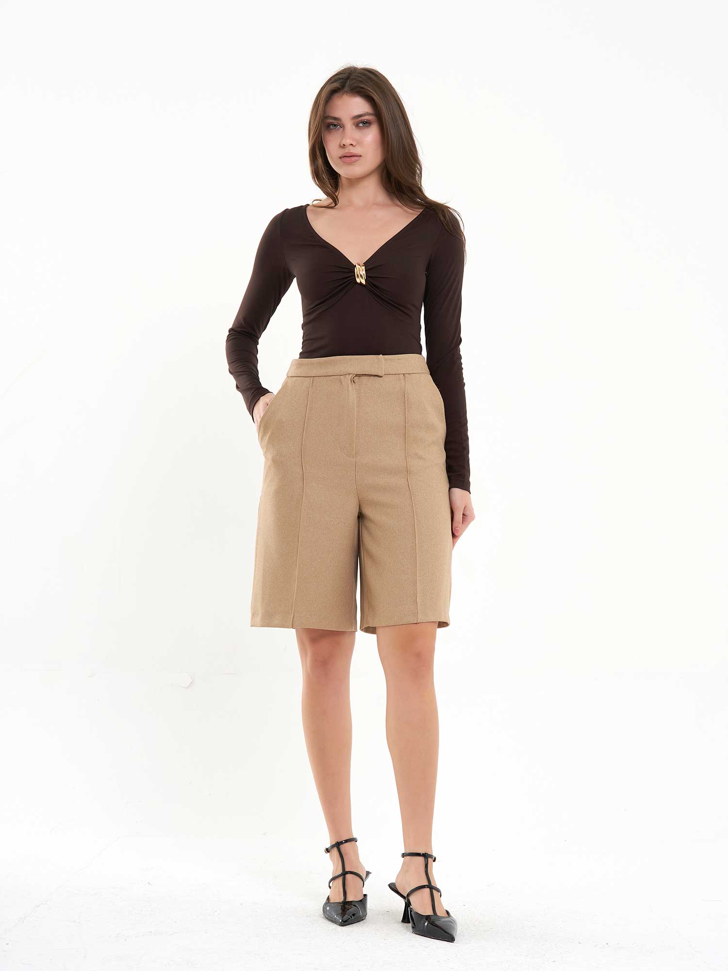 010809 Bermuda Şort - Bej