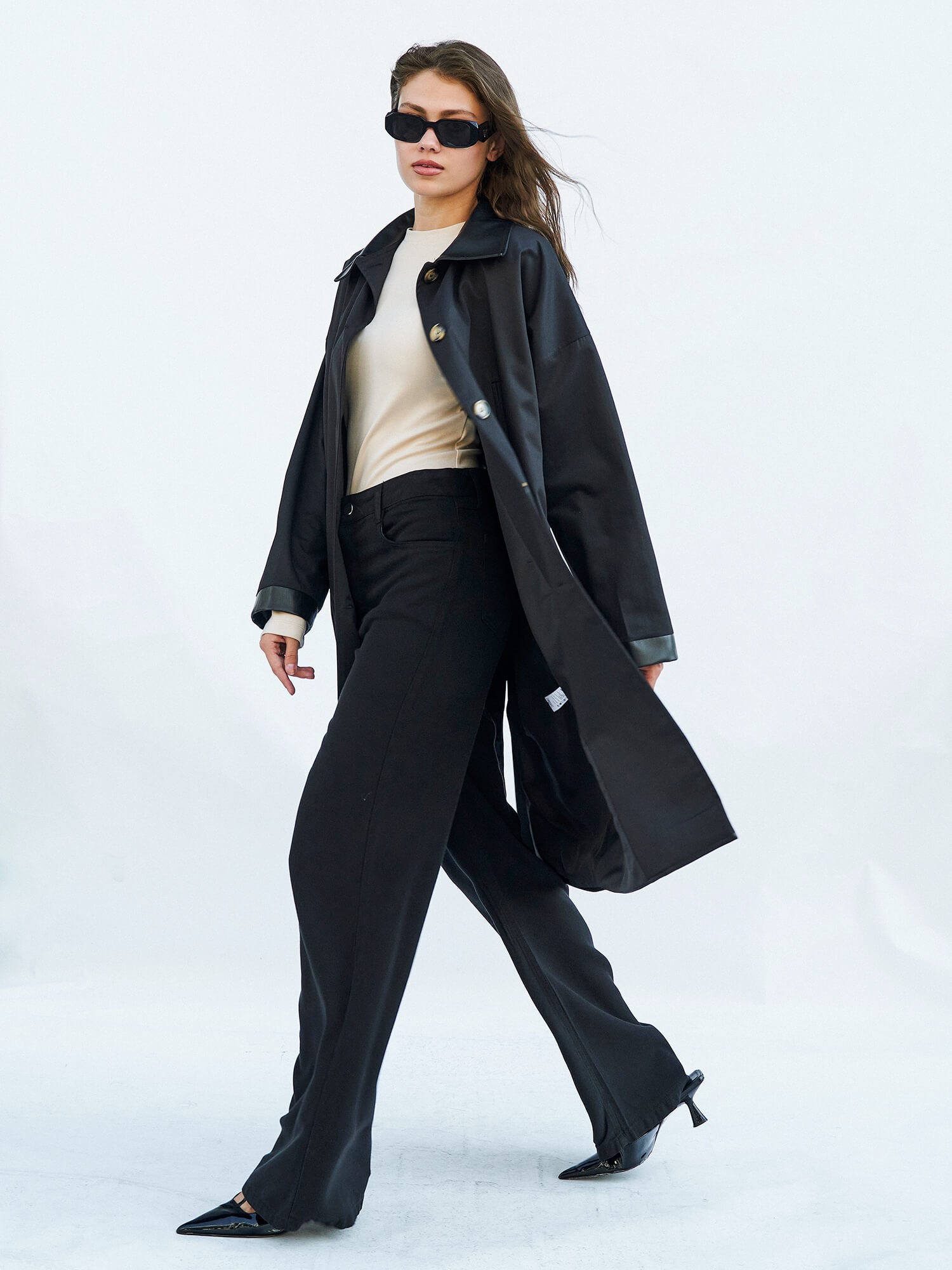 250462 Deri Yakalı Trenchcoat