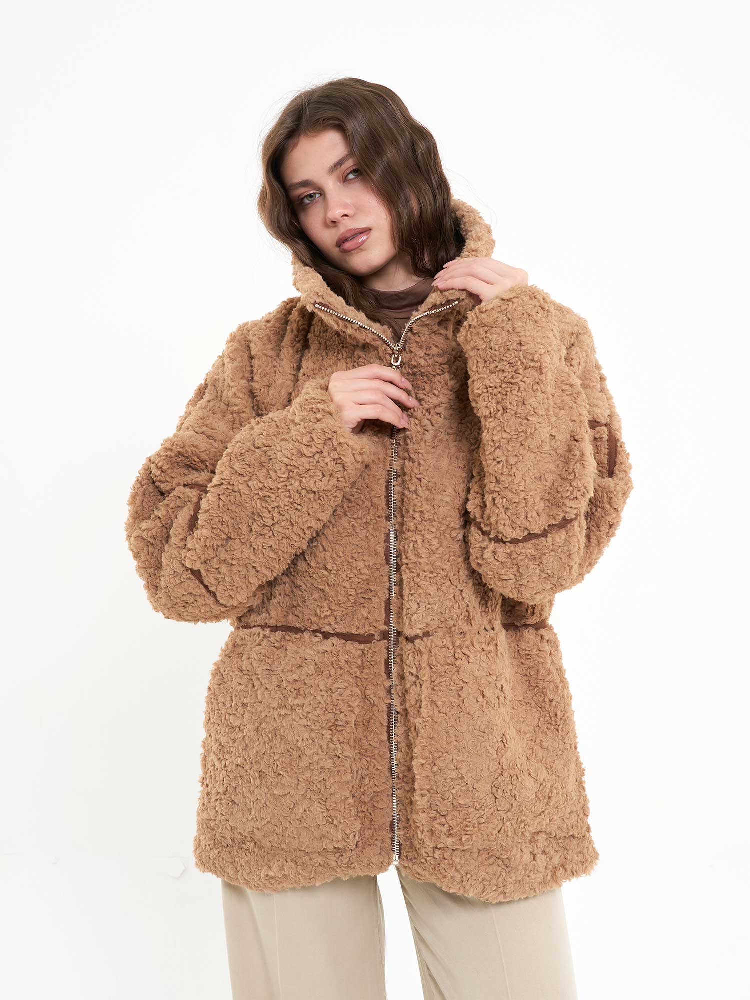 160833 Süet Şerit Detaylı Mont