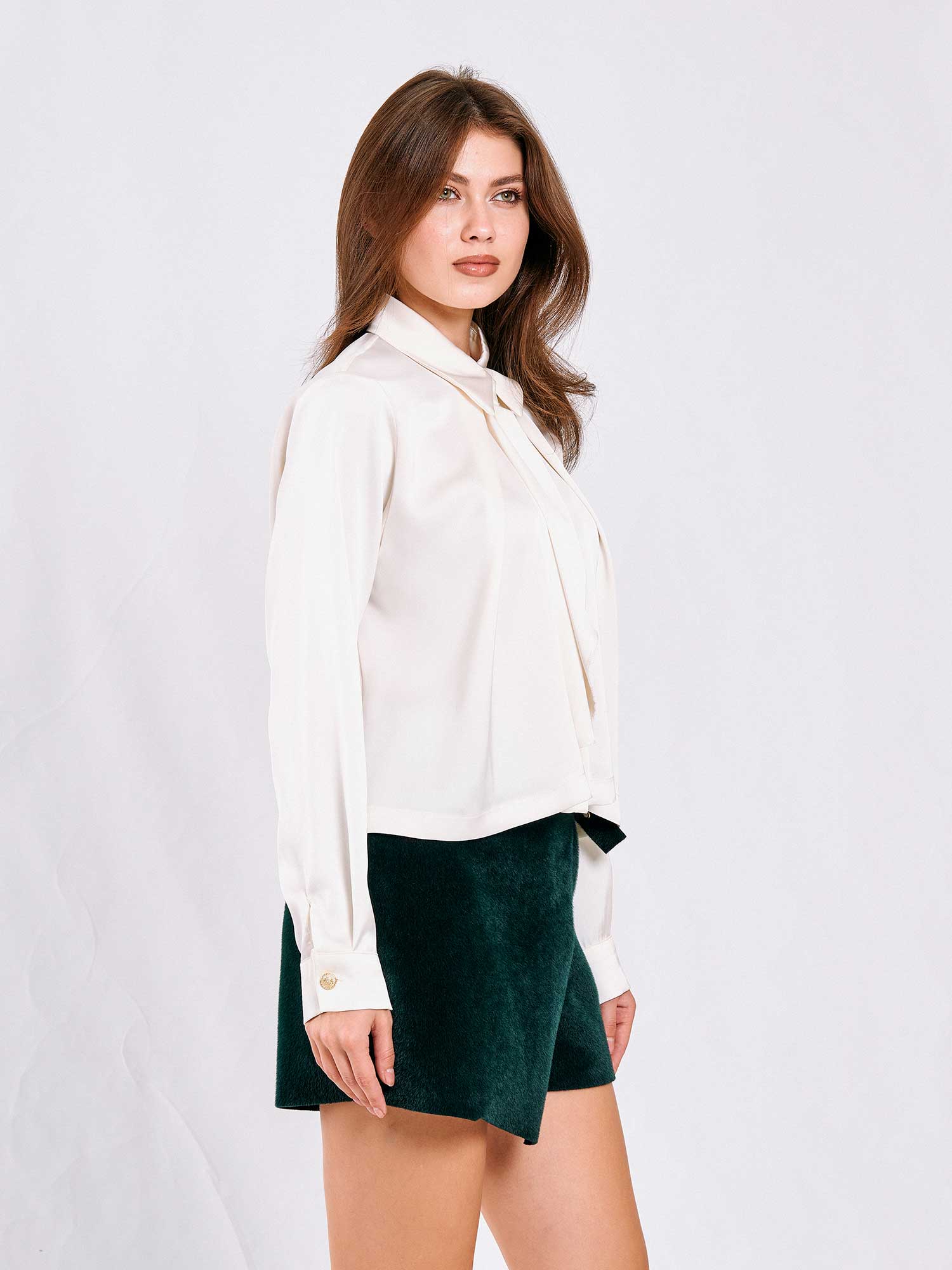 080732 Önü Şal Detaylı Gömlek