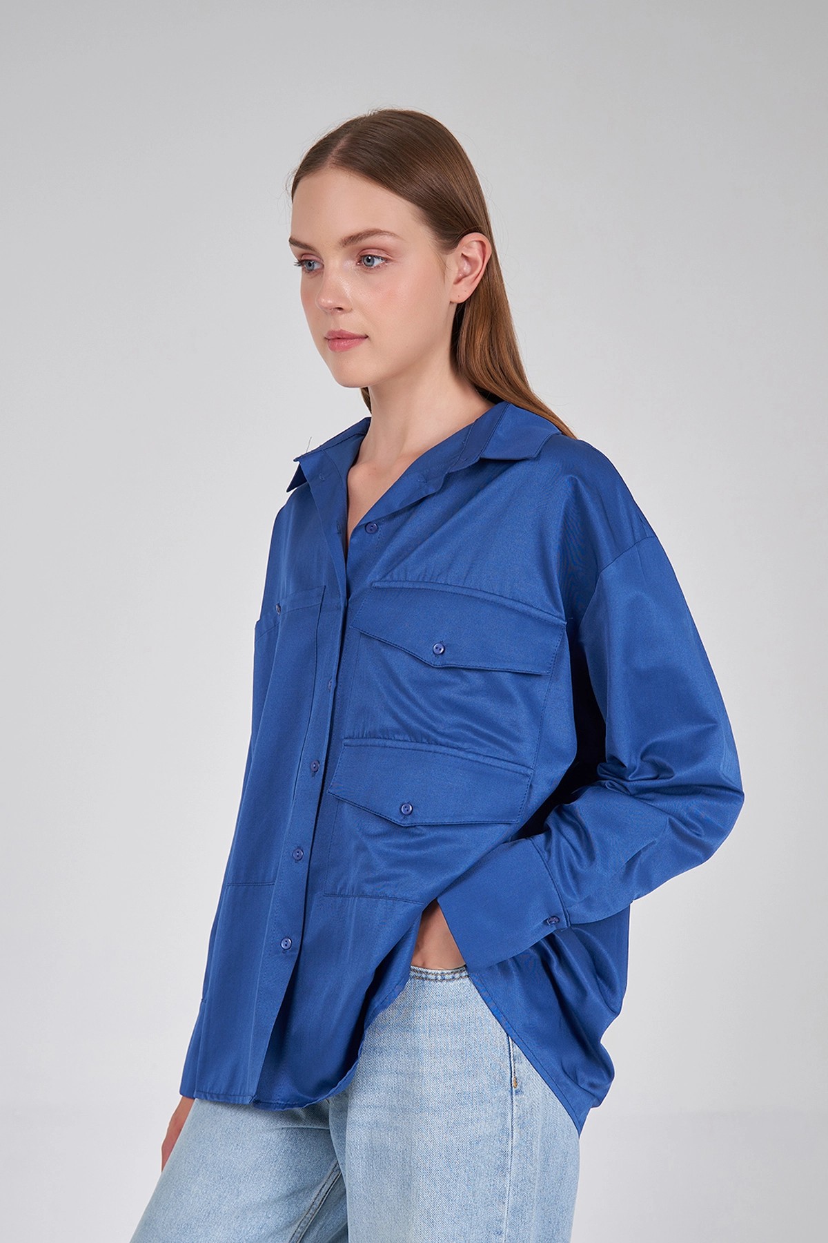 080523 Double Flap Detail Oversize Shirt