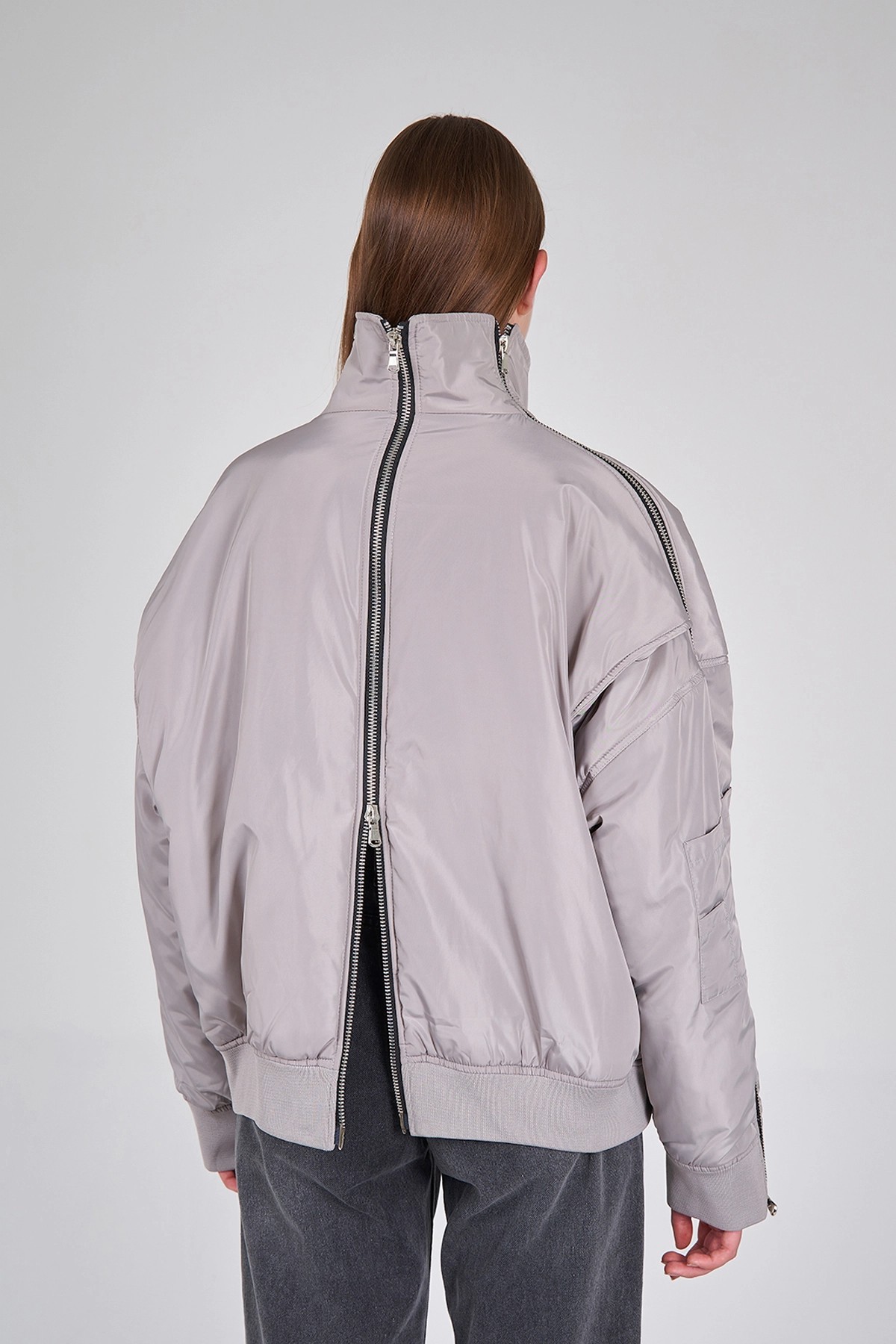 160683 Blouson aviateur zippé à manches détaillées