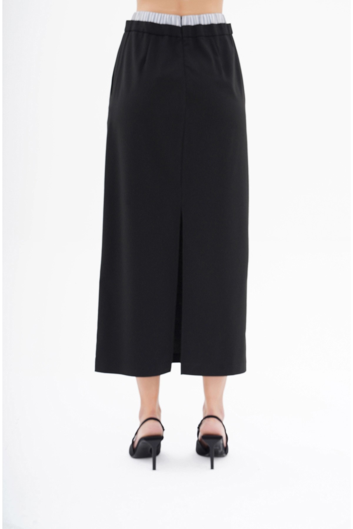 040828 LONG PENCIL SKIRT WITH BOXER SHORTS WAIST