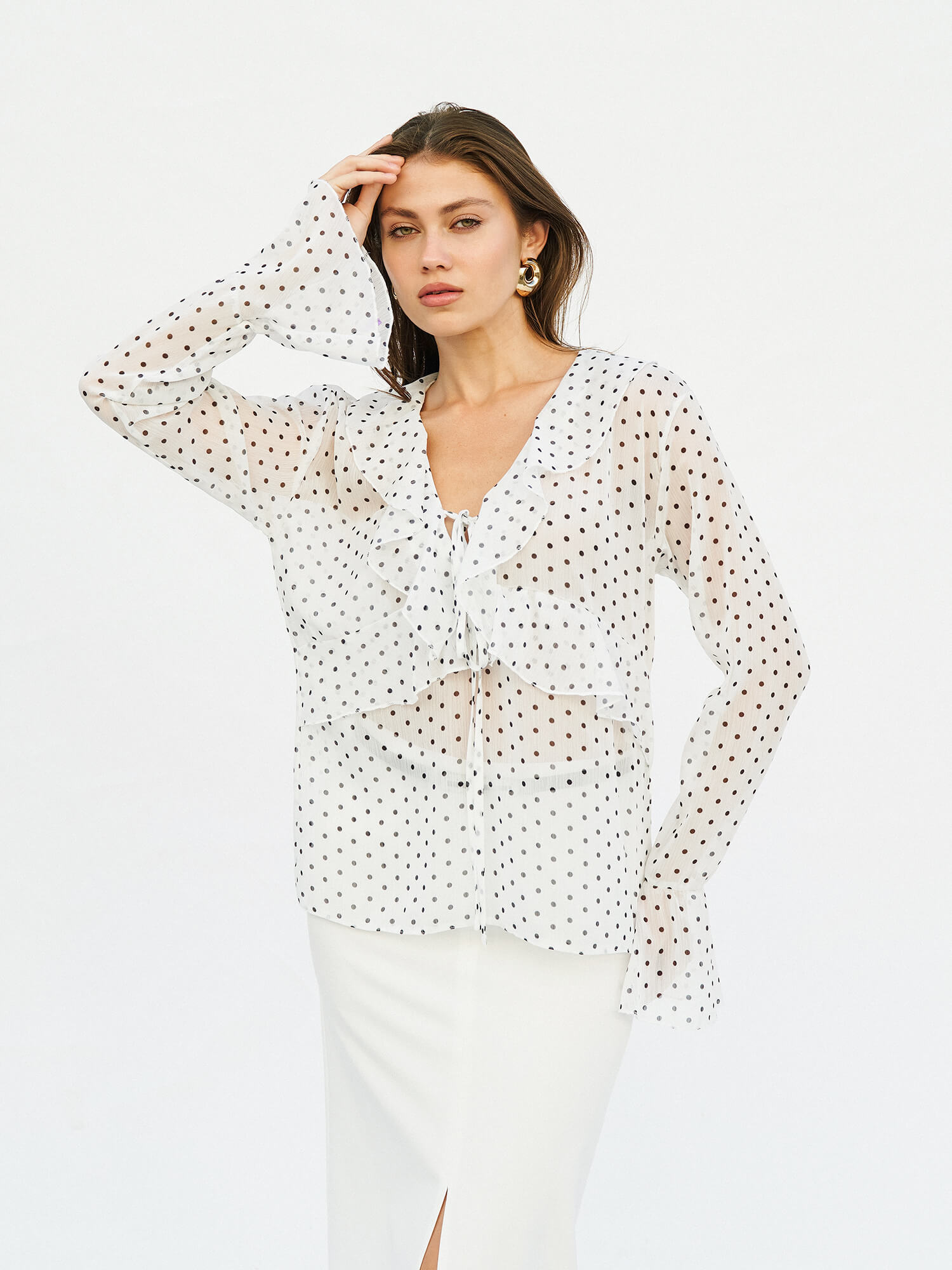 071732 BLOUSE WITH FLOUNCED SLEEVE