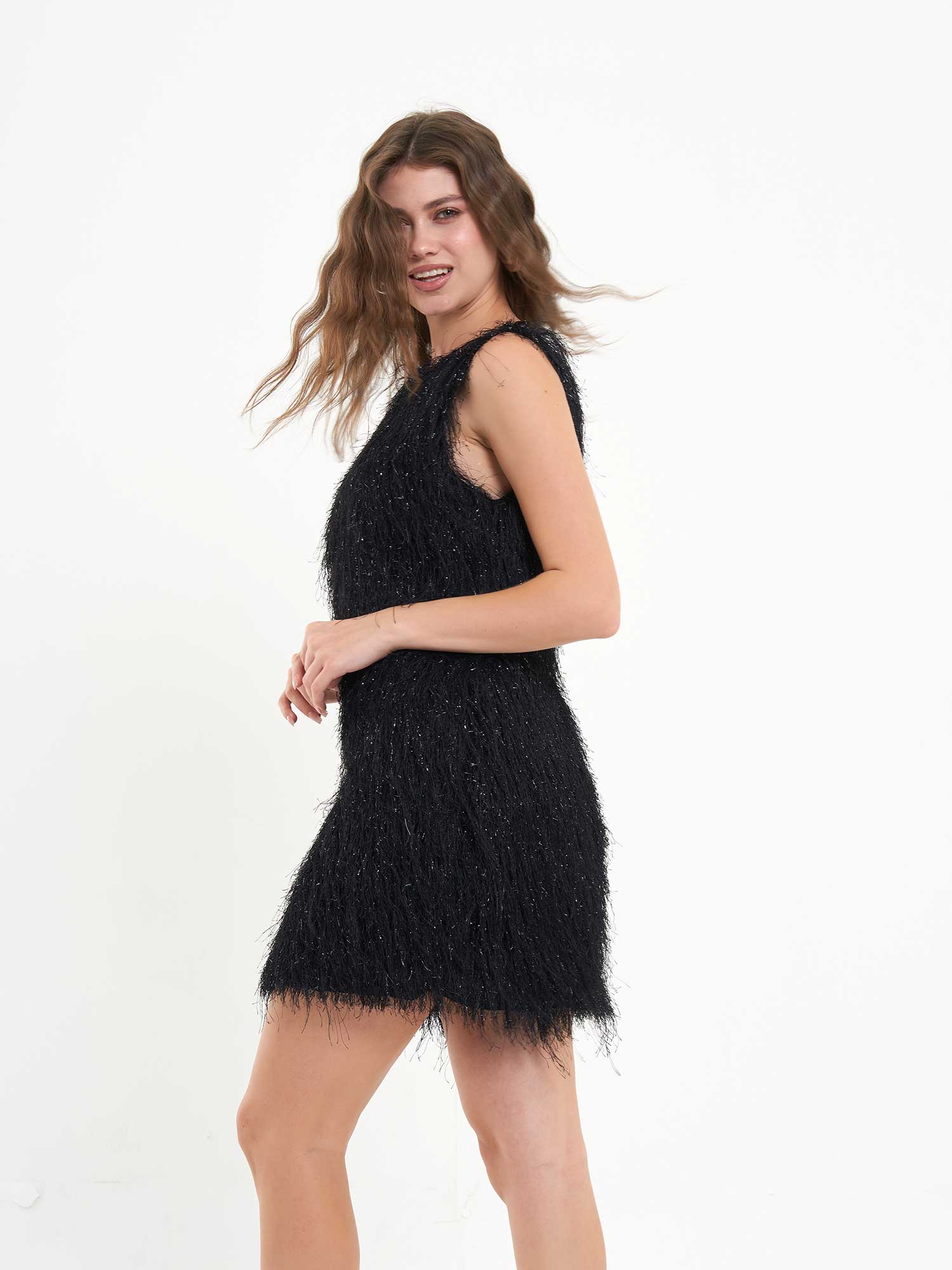 111634 Saçaklı Mini Elbise