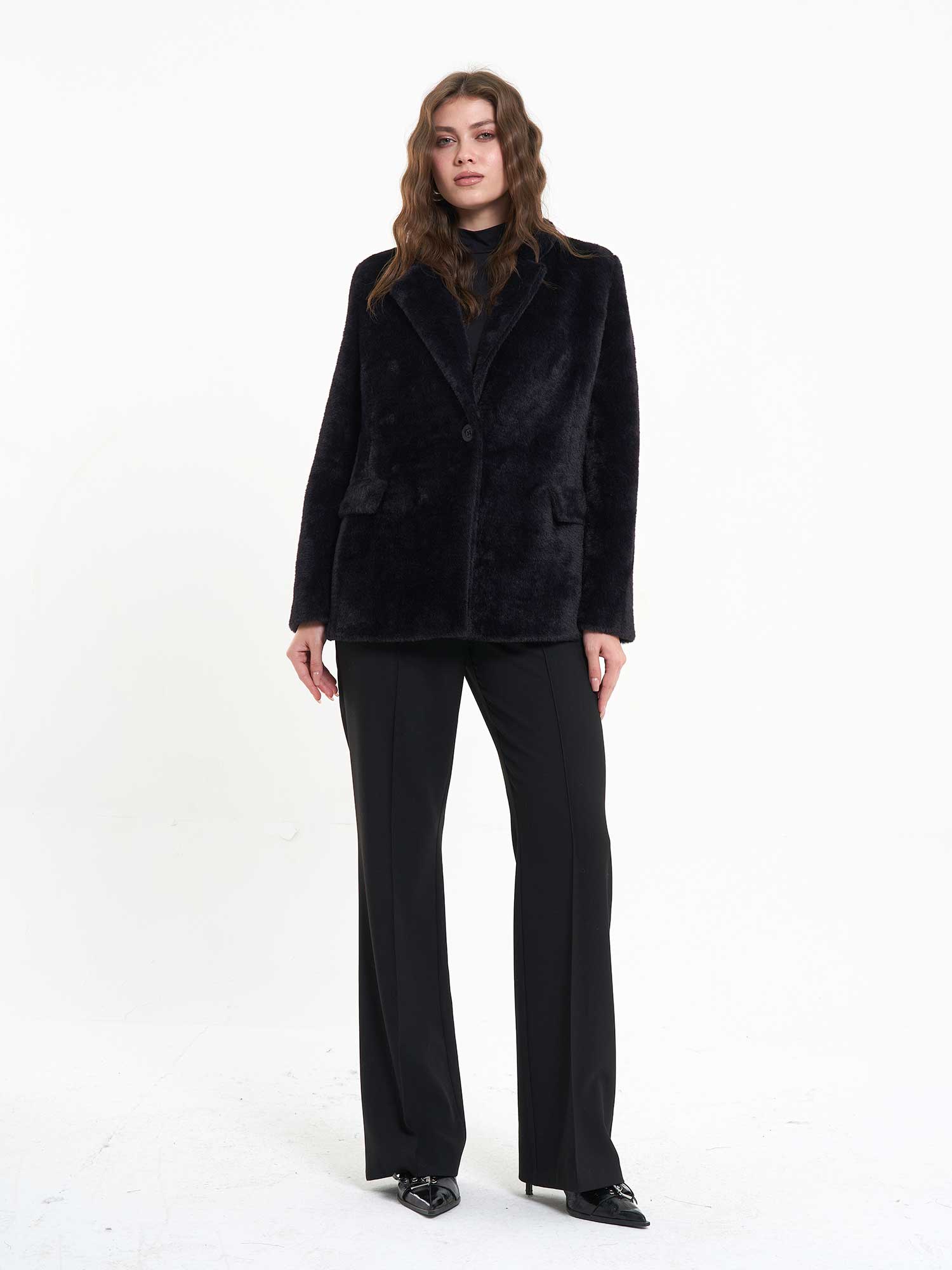 160842 Tek Düğme Mont - Siyah