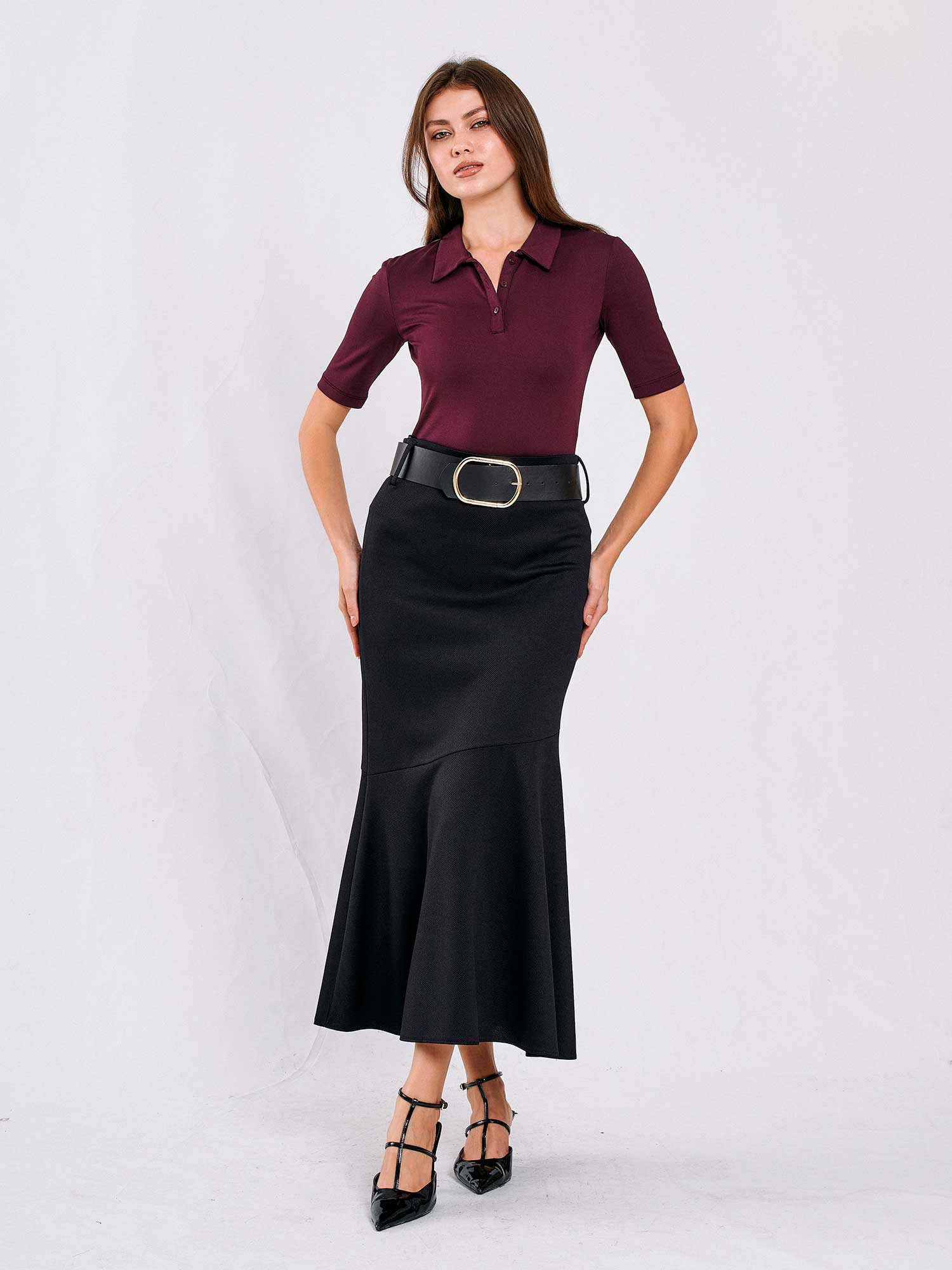 071739 Yakalı Bodysuit - Mürdüm
