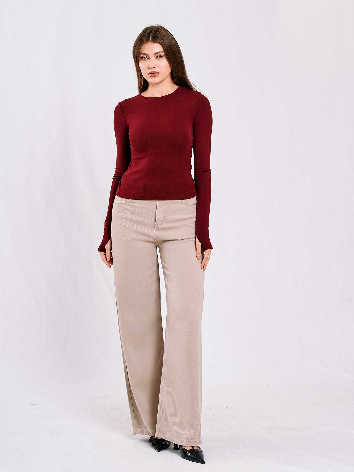 071782 Side Pleated Blouse