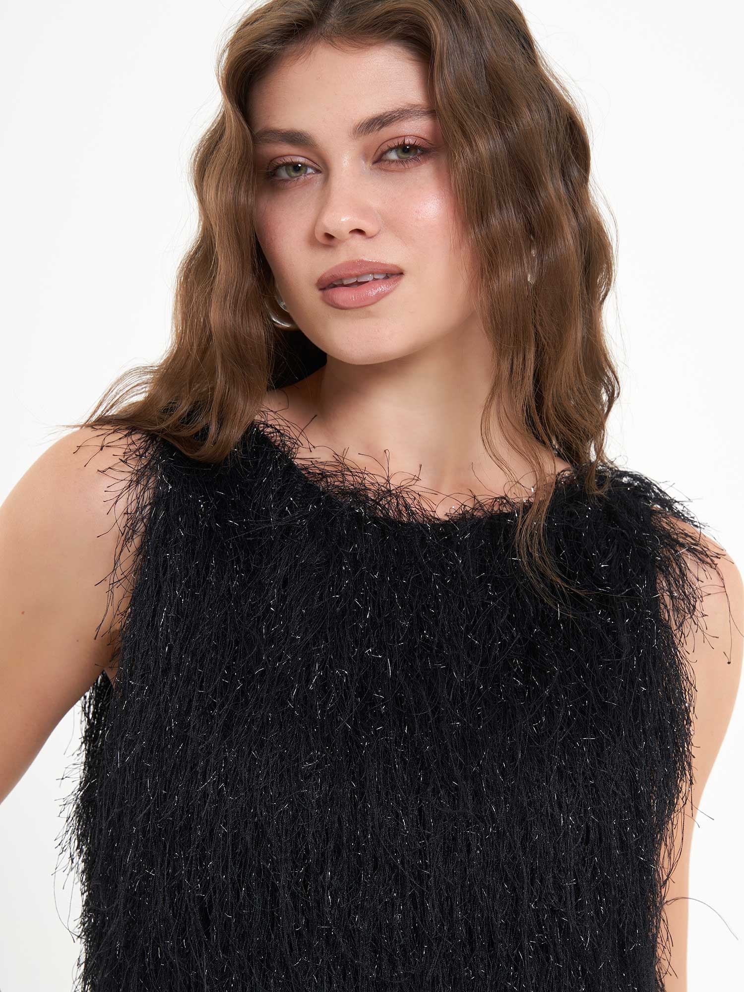 111634 Saçaklı Mini Elbise