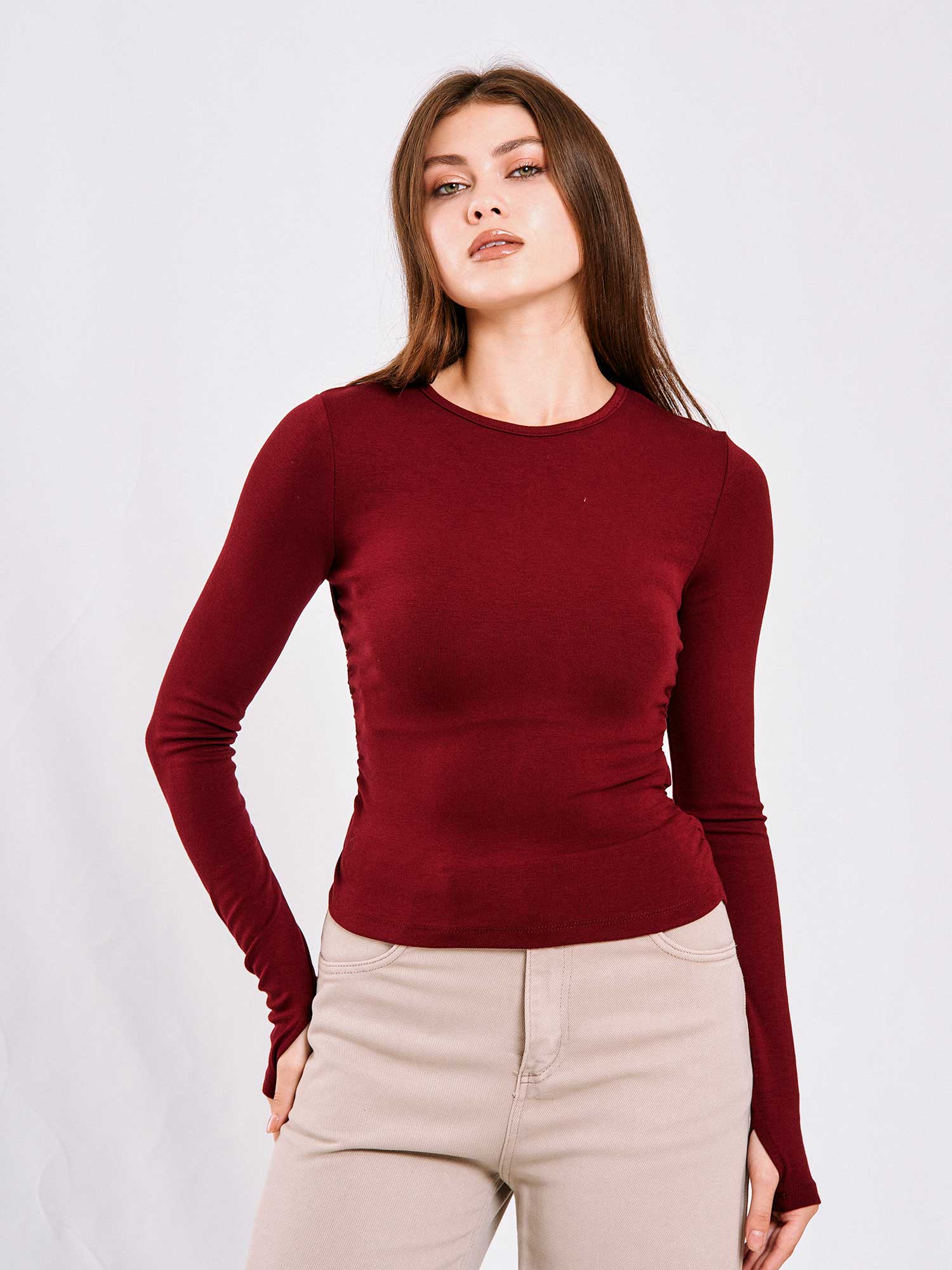 071782 Side Pleated Blouse