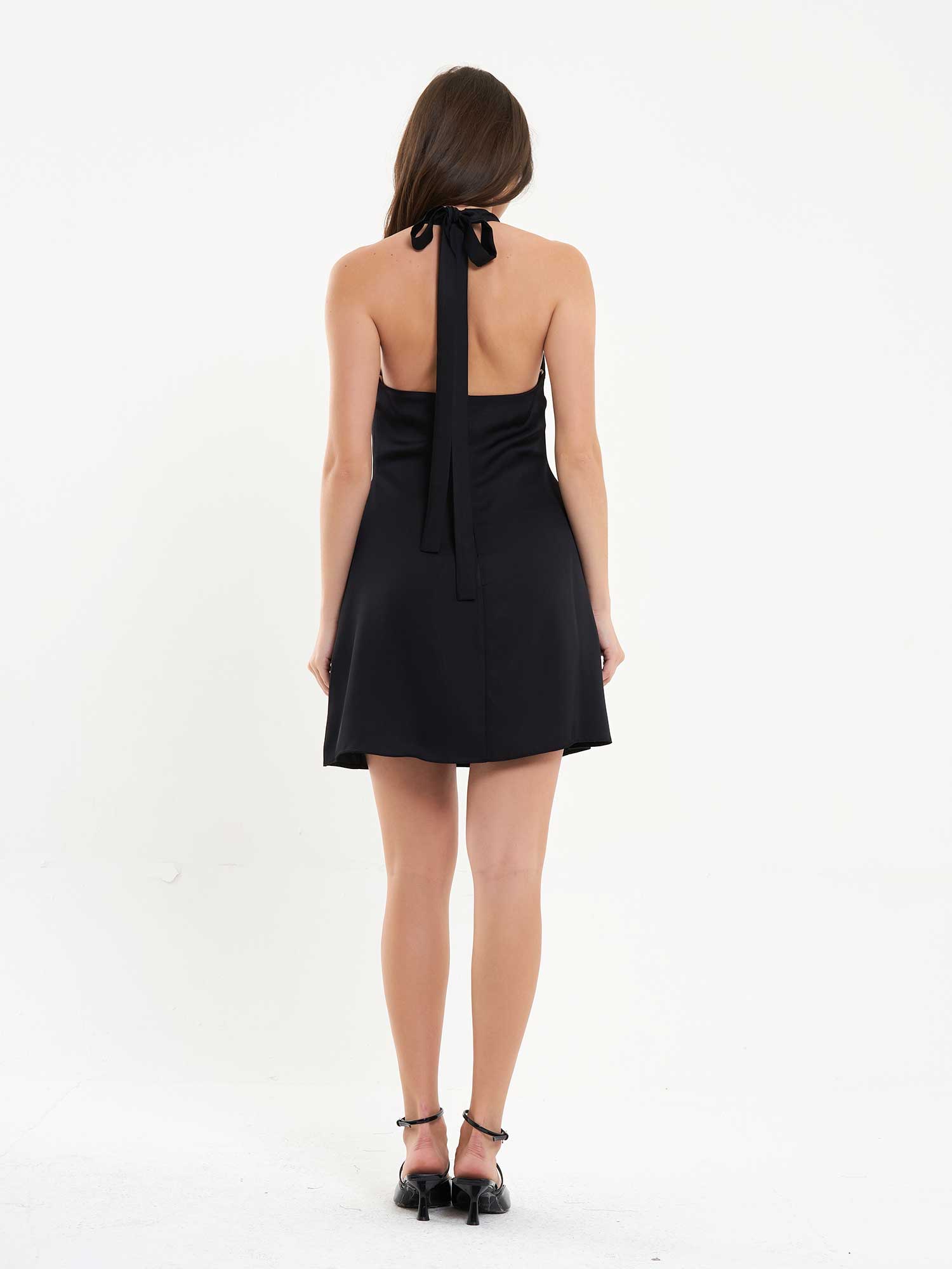 111644 Önü Tokalı Mini Elbise