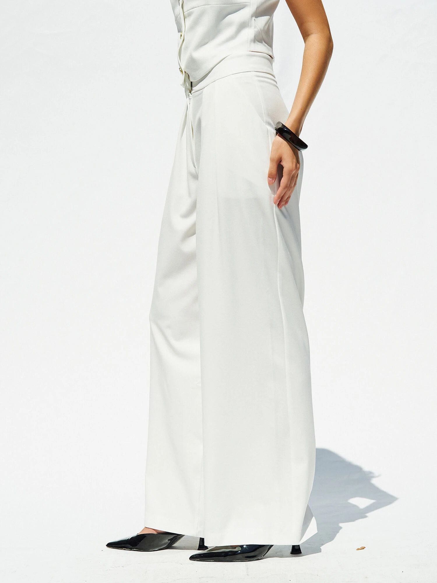 031574 Çift Pileli Palazzo Pantolon