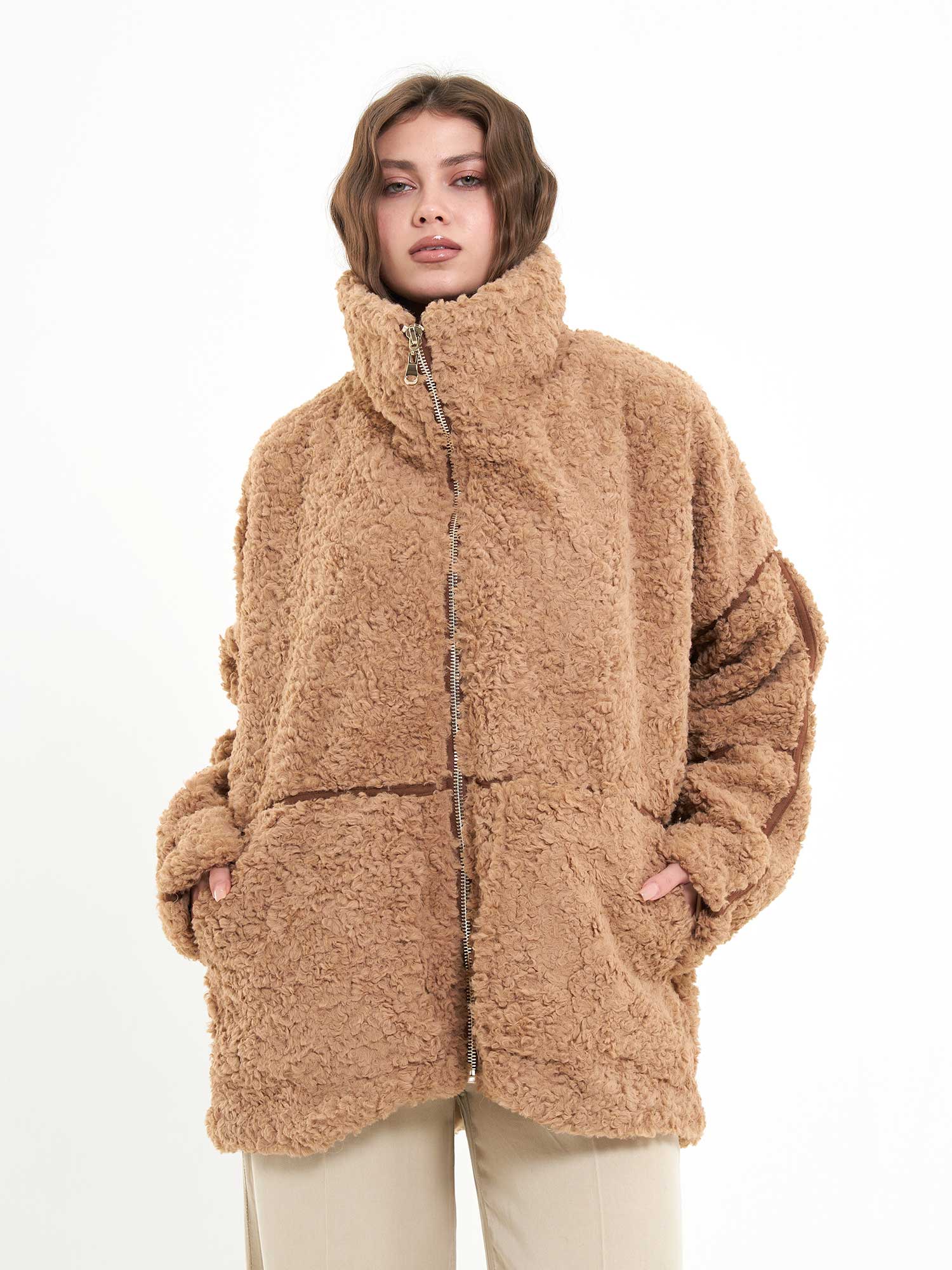 160833 Süet Şerit Detaylı Mont