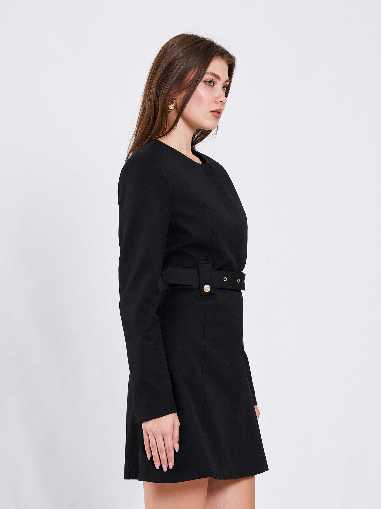 111640 Kendinden Kemerli Mini Elbise