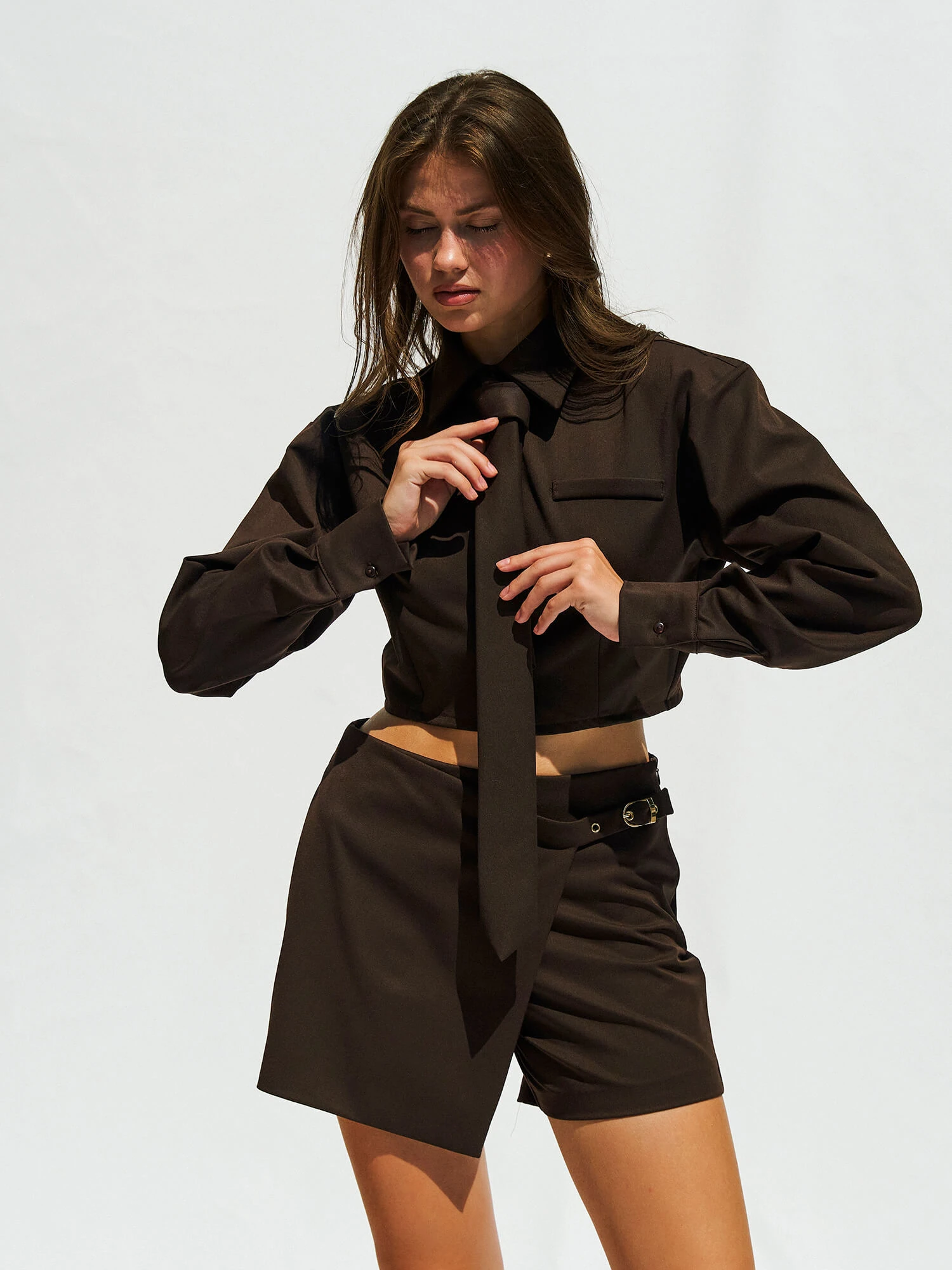 080717 Uzun Kollu Crop Gömlek