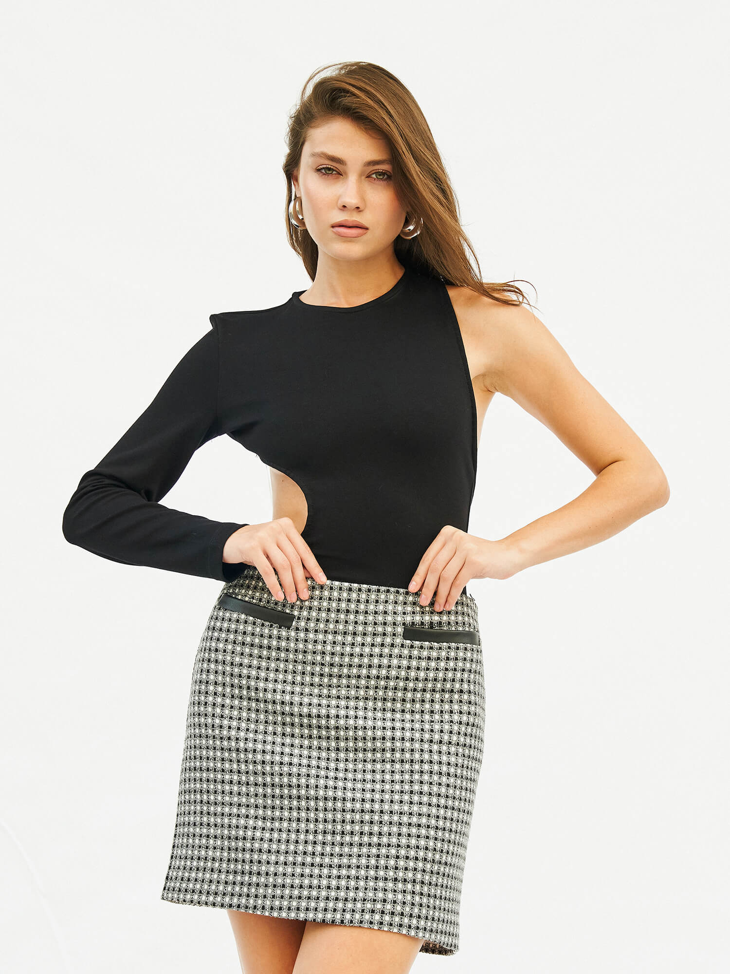 041117 Deri Fletolu Mini Etek