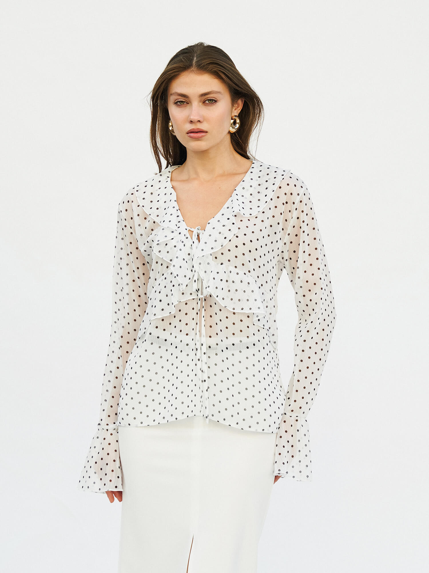 071732 BLOUSE WITH FLOUNCED SLEEVE