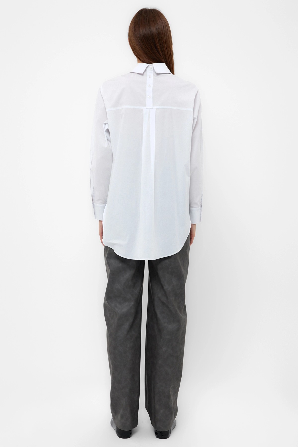 080506 Hidden Placket Long Sleeve Poplin Shirt