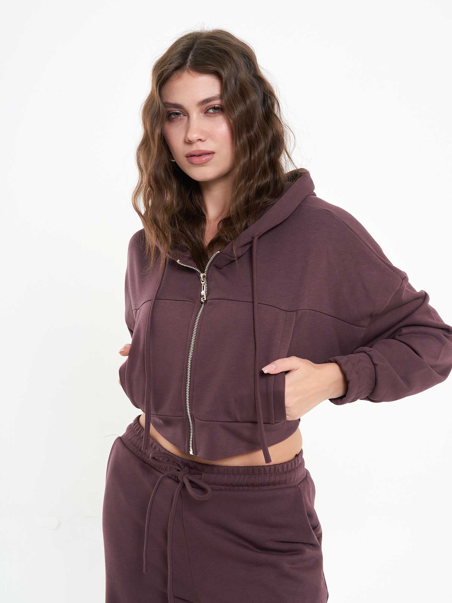 220601 Fermuarlı Sweatshırt Pantolon Takım