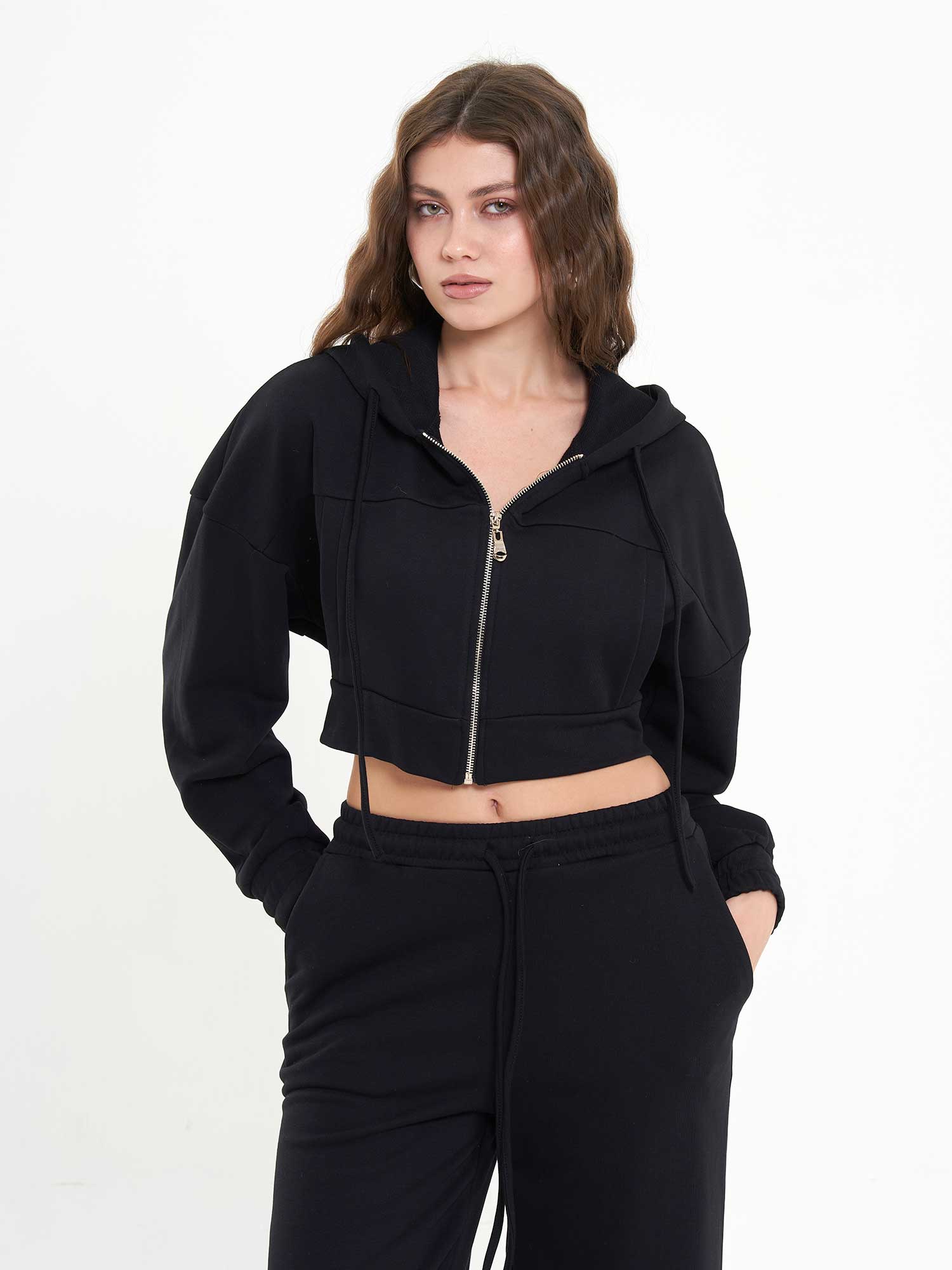 220601 Fermuarlı Sweatshırt Pantolon Takım