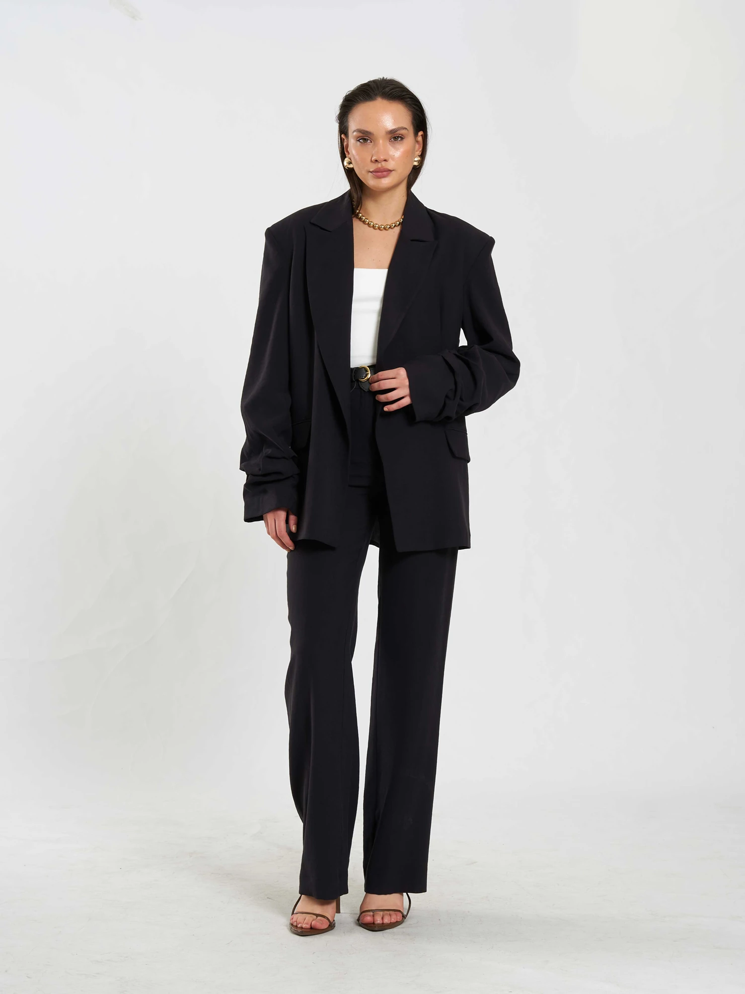 【新品】Tie.Me double-zip pleated one-piece 131046 Oversize Jacket with Pleated Sleeves - LEFON
