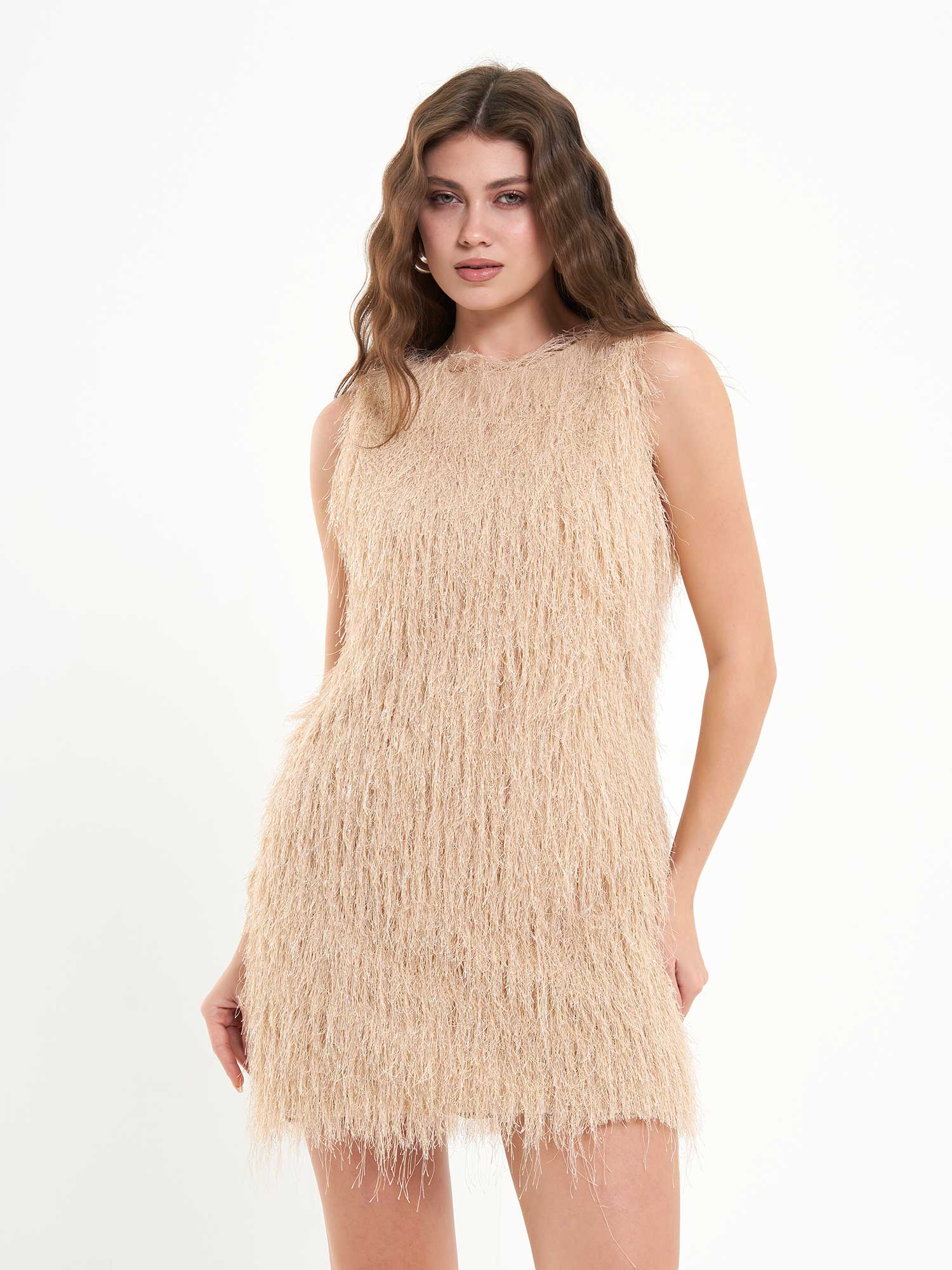 111634 Saçaklı Mini Elbise