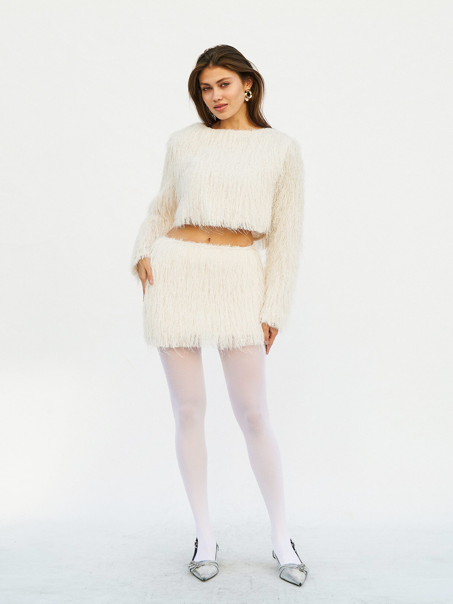 041118 Saçaklı Mini Etek