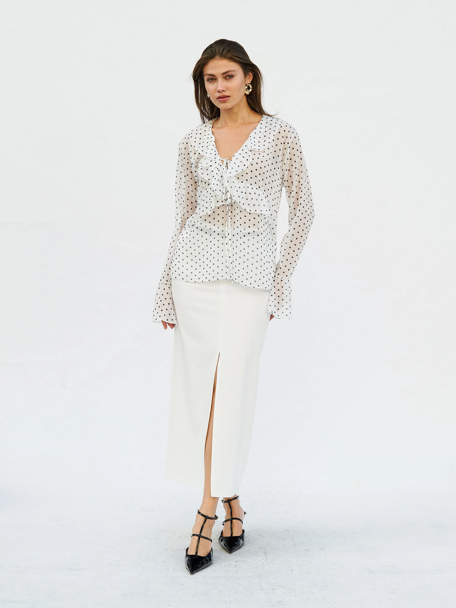 071732 BLOUSE WITH FLOUNCED SLEEVE