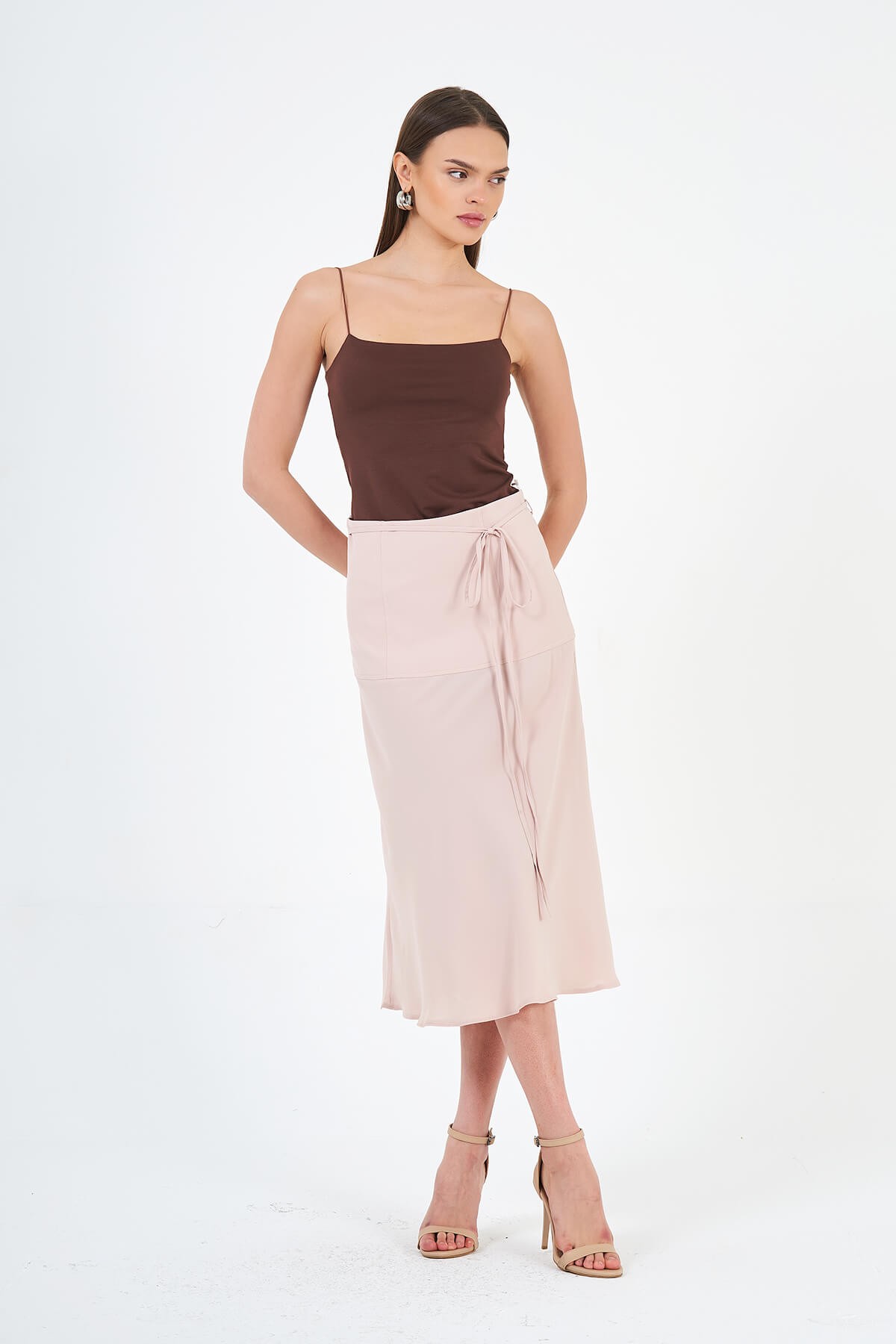 041010 CORSET LOOK MIDI LENGTH SKIRT