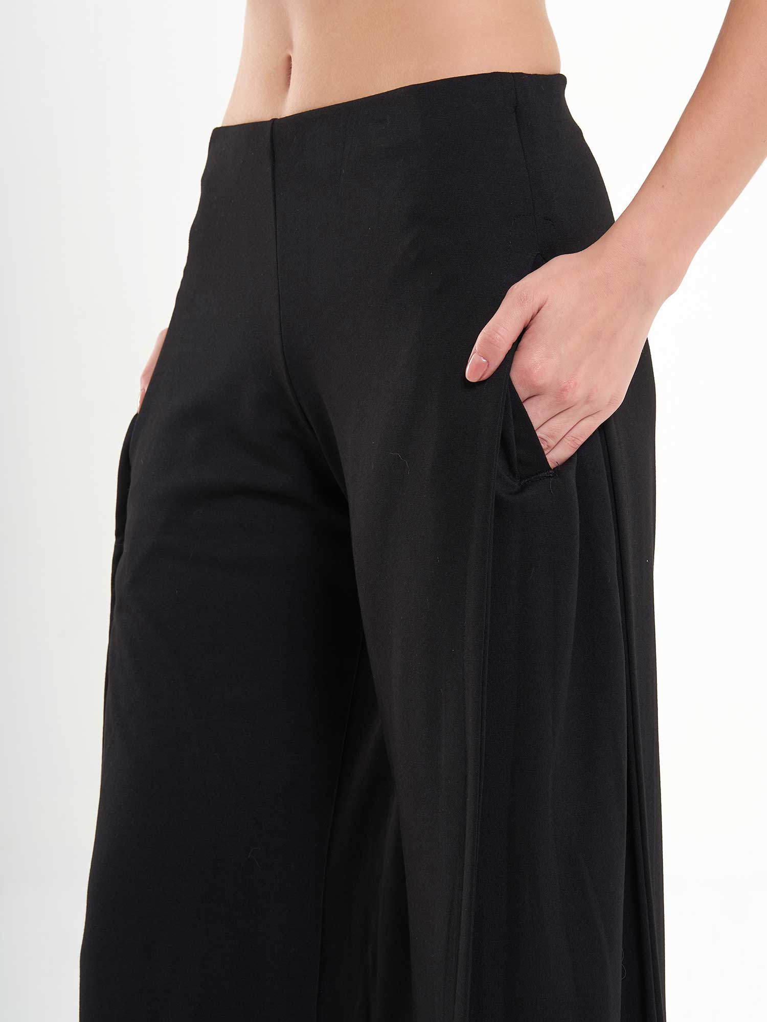 031595 Yanları Pileli Bol Paça Pantolon